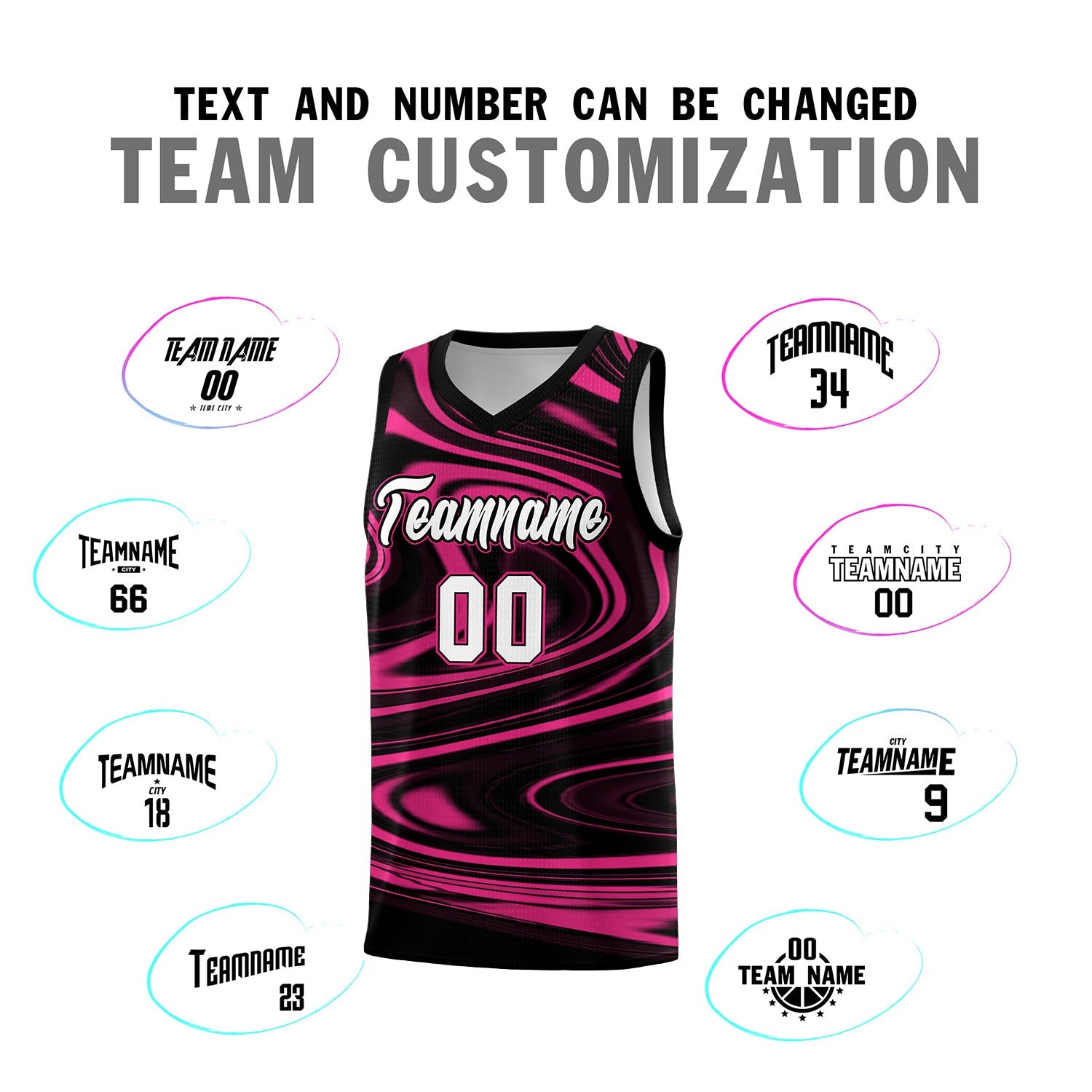 Custom Black Pink Graffiti Pattern Fluids Style Sports Uniform Basketball Jersey Sets