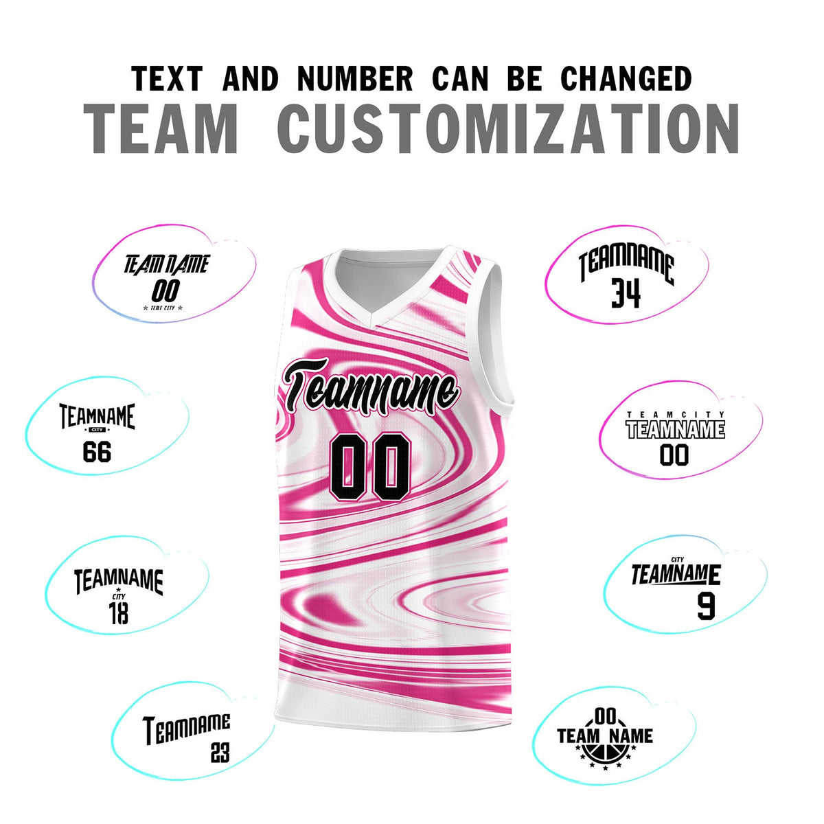 Custom White Pink Graffiti Pattern Fluids Style Sports Uniform Basketball Jersey Sets
