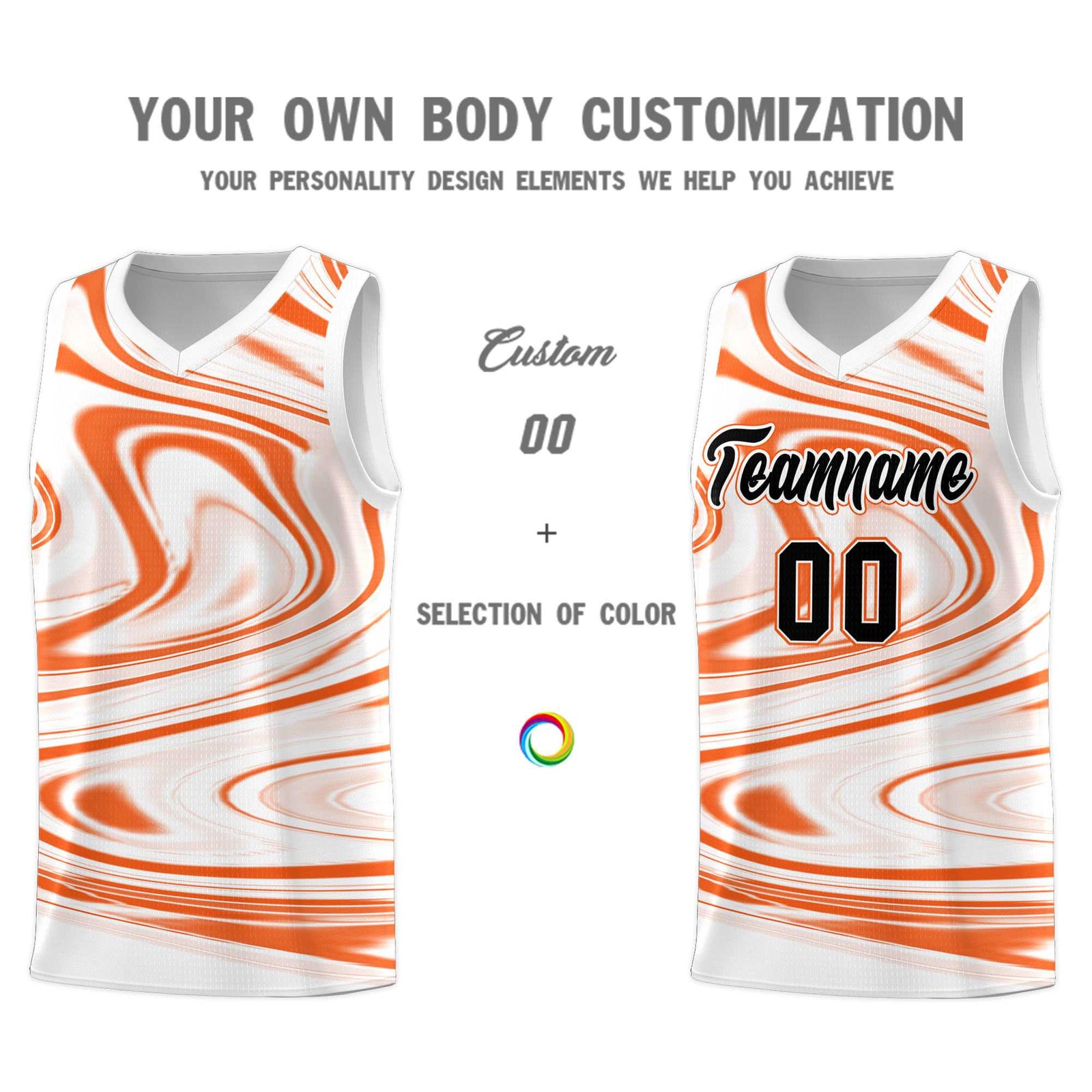 Custom White Orange Graffiti Pattern Fluids Style Sports Uniform Basketball Jersey Sets