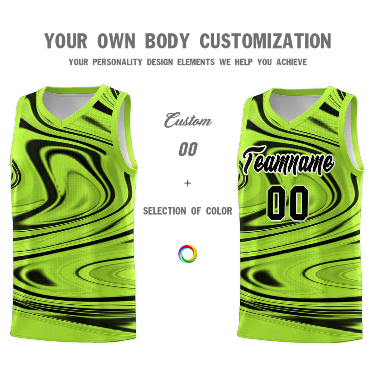 Custom Light Green Black Graffiti Pattern Fluids Style Sports Uniform Basketball Jersey Sets