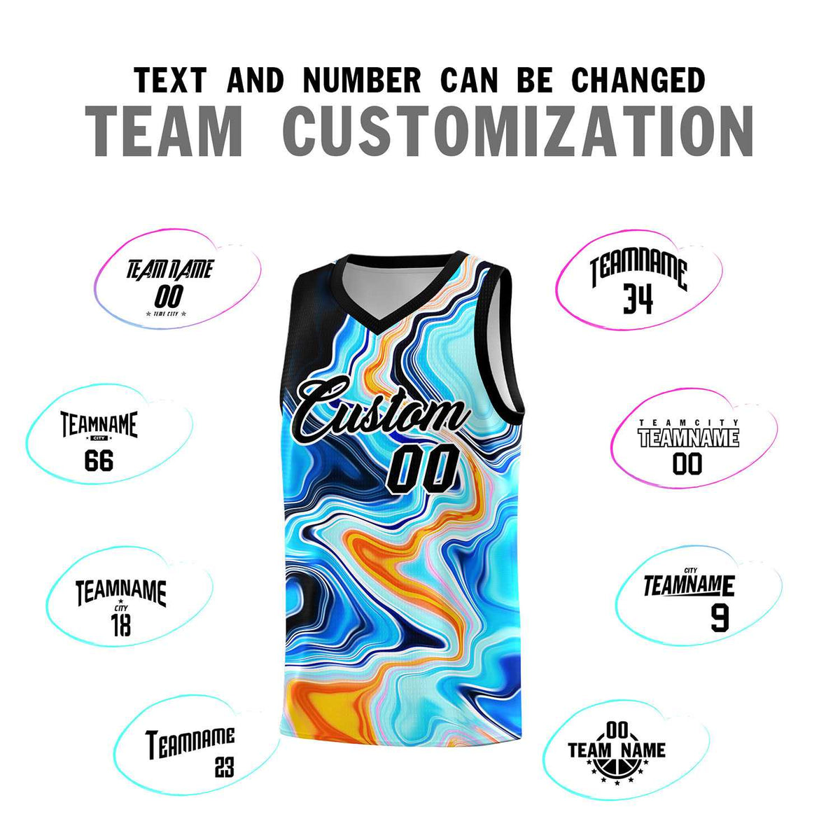 Custom Black Fluid Painting Pattern Sports Uniform Basketball Jersey