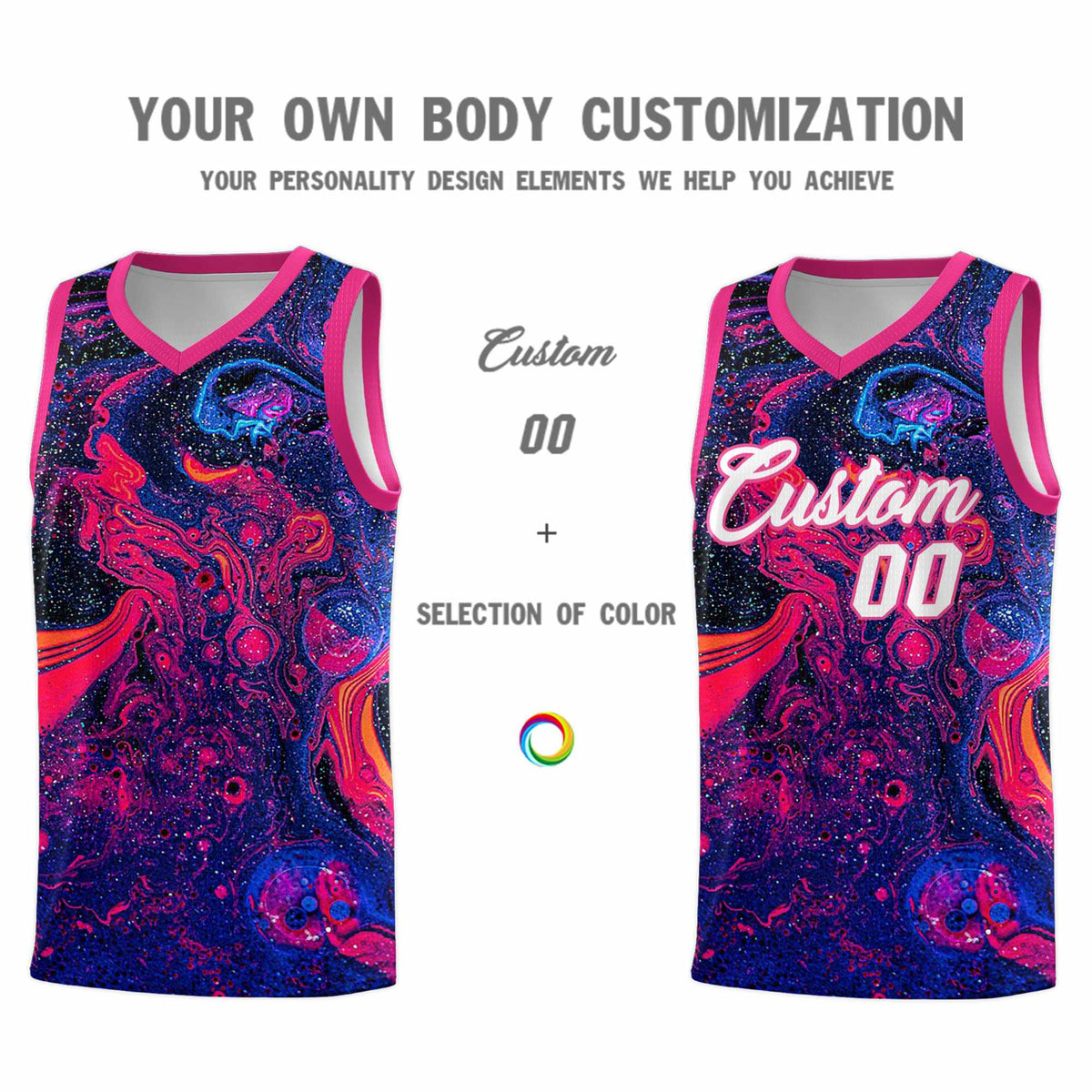 Custom Rose Red Fluid Painting Pattern Sports Uniform Basketball Jersey