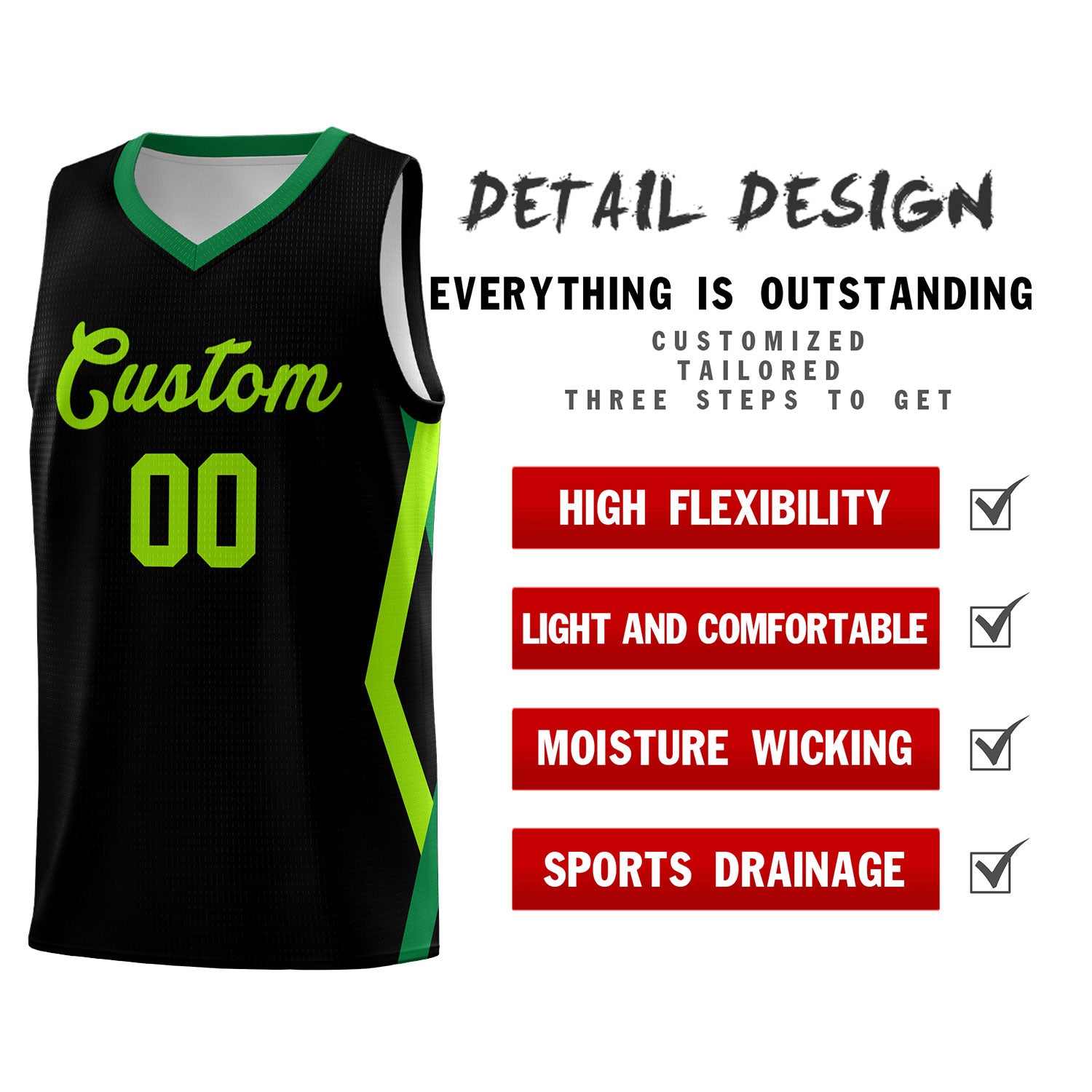 Custom Black Side Rhombus Graffiti Pattern Sets Basketball Jersey