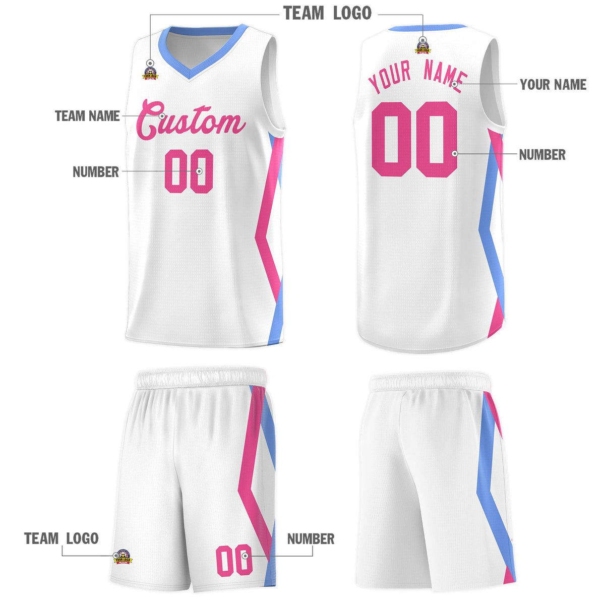 Custom White Side Rhombus Graffiti Pattern Sets Basketball Jersey