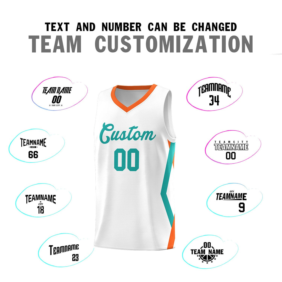 Custom White Side Rhombus Graffiti Pattern Sets Basketball Jersey