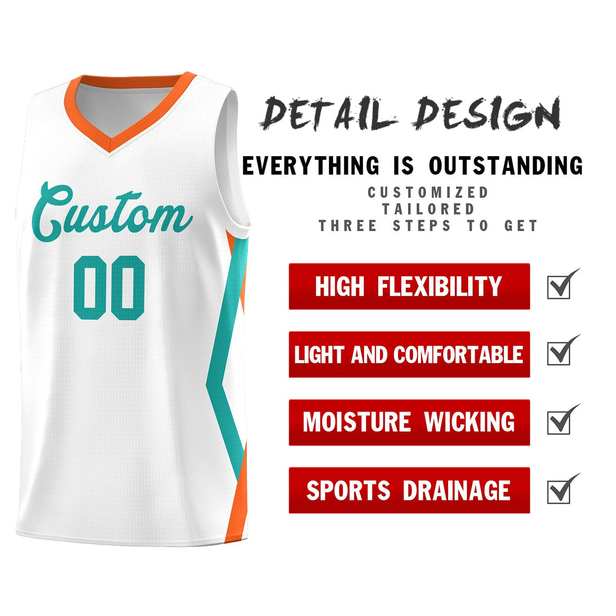 Custom White Side Rhombus Graffiti Pattern Sets Basketball Jersey