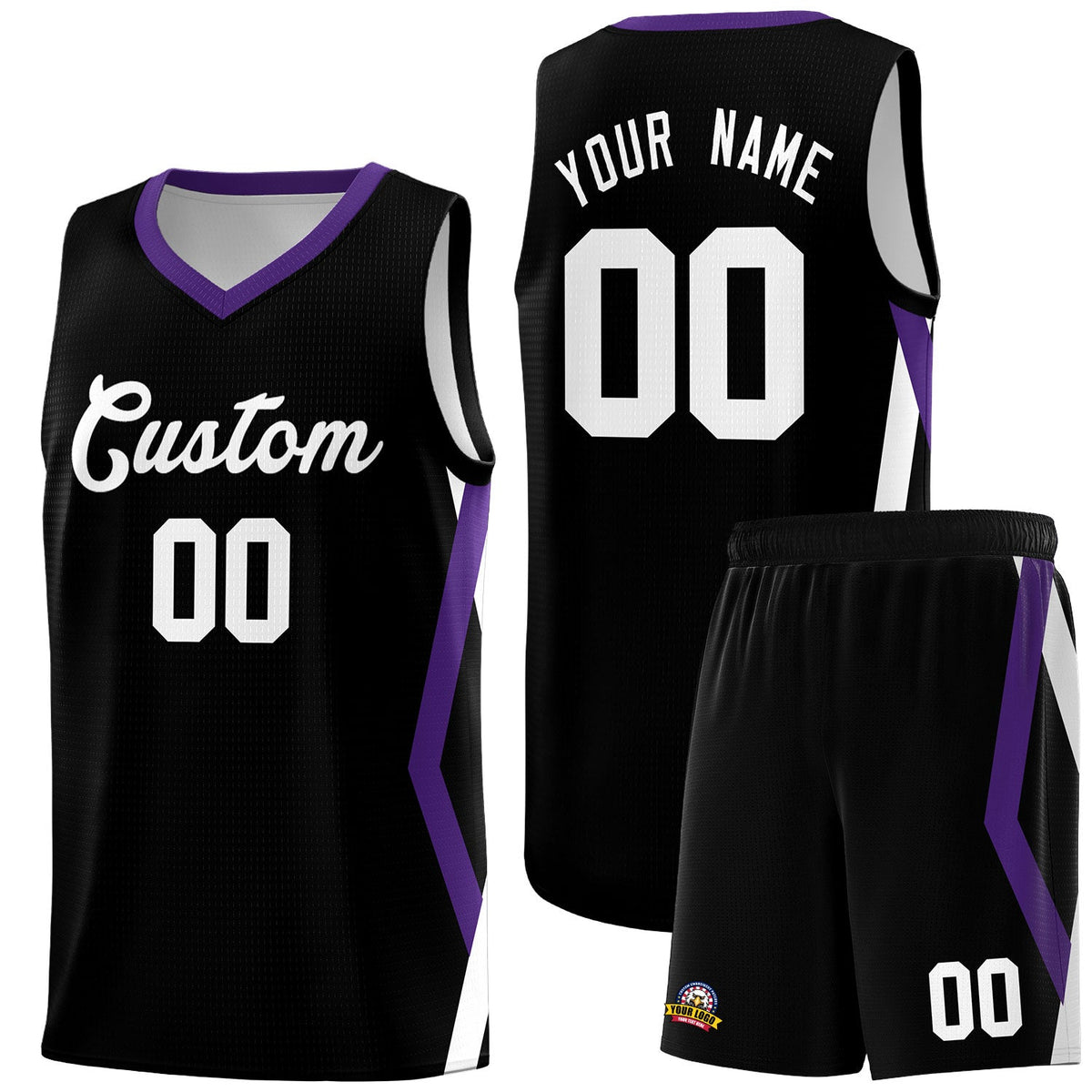 Custom Black Side Rhombus Graffiti Pattern Sets Basketball Jersey