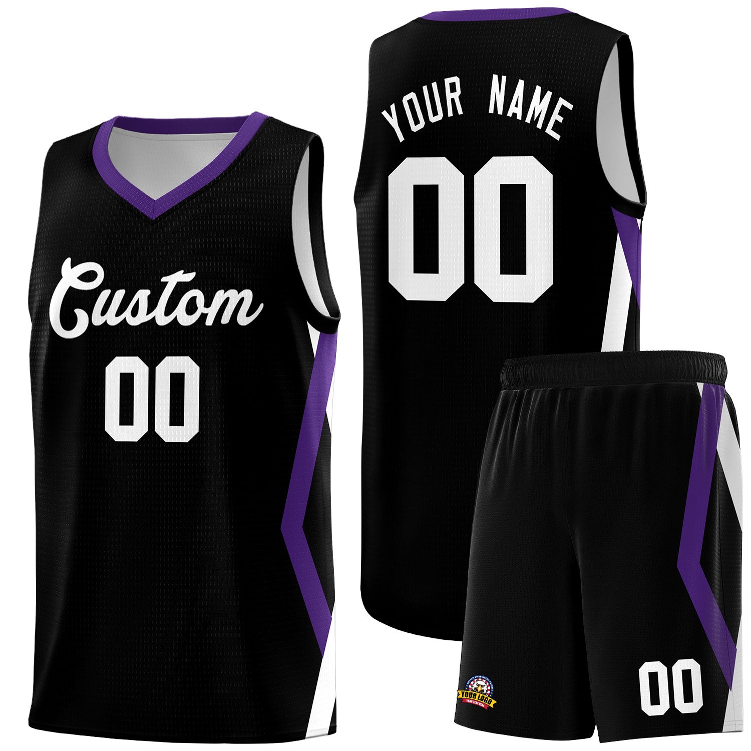 Custom Black Side Rhombus Graffiti Pattern Sets Basketball Jersey