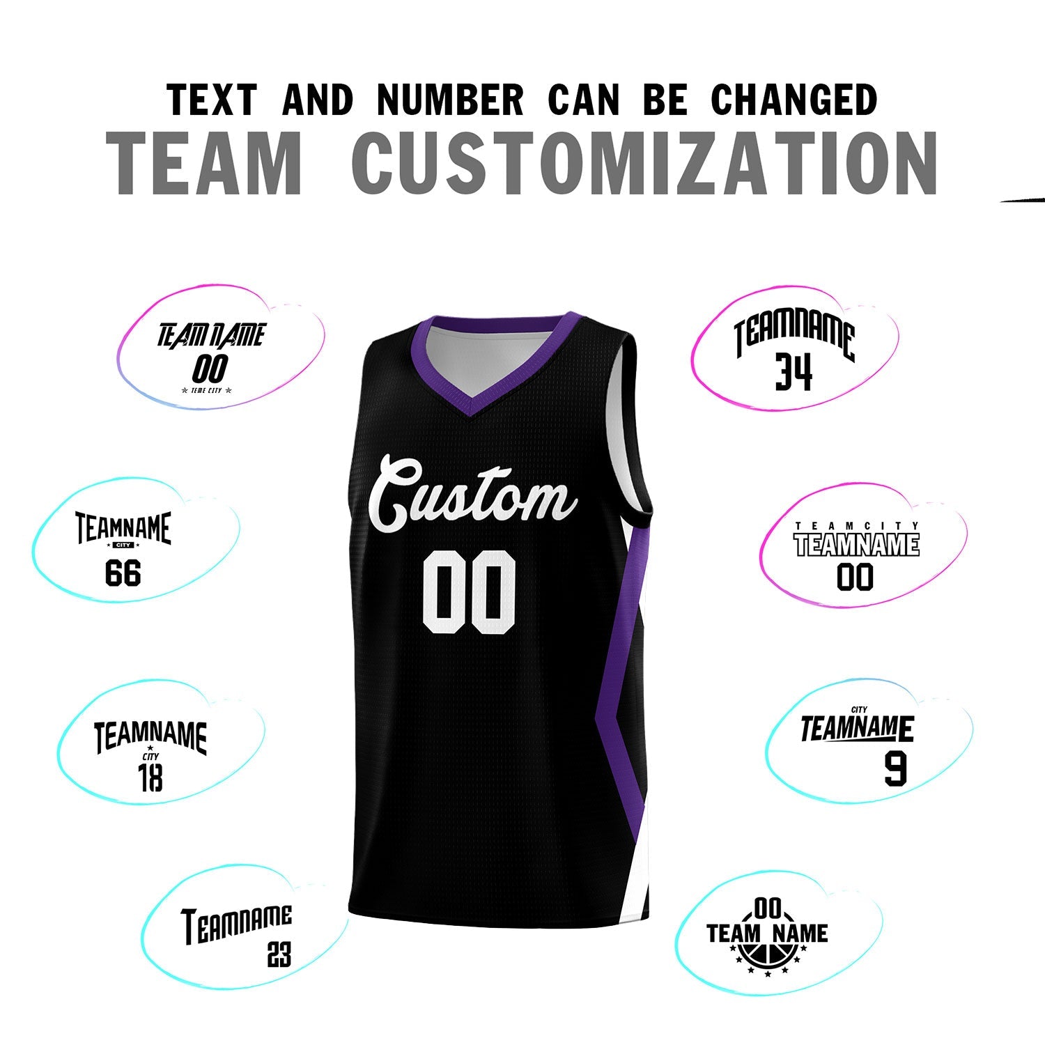 Custom Black Side Rhombus Graffiti Pattern Sets Basketball Jersey