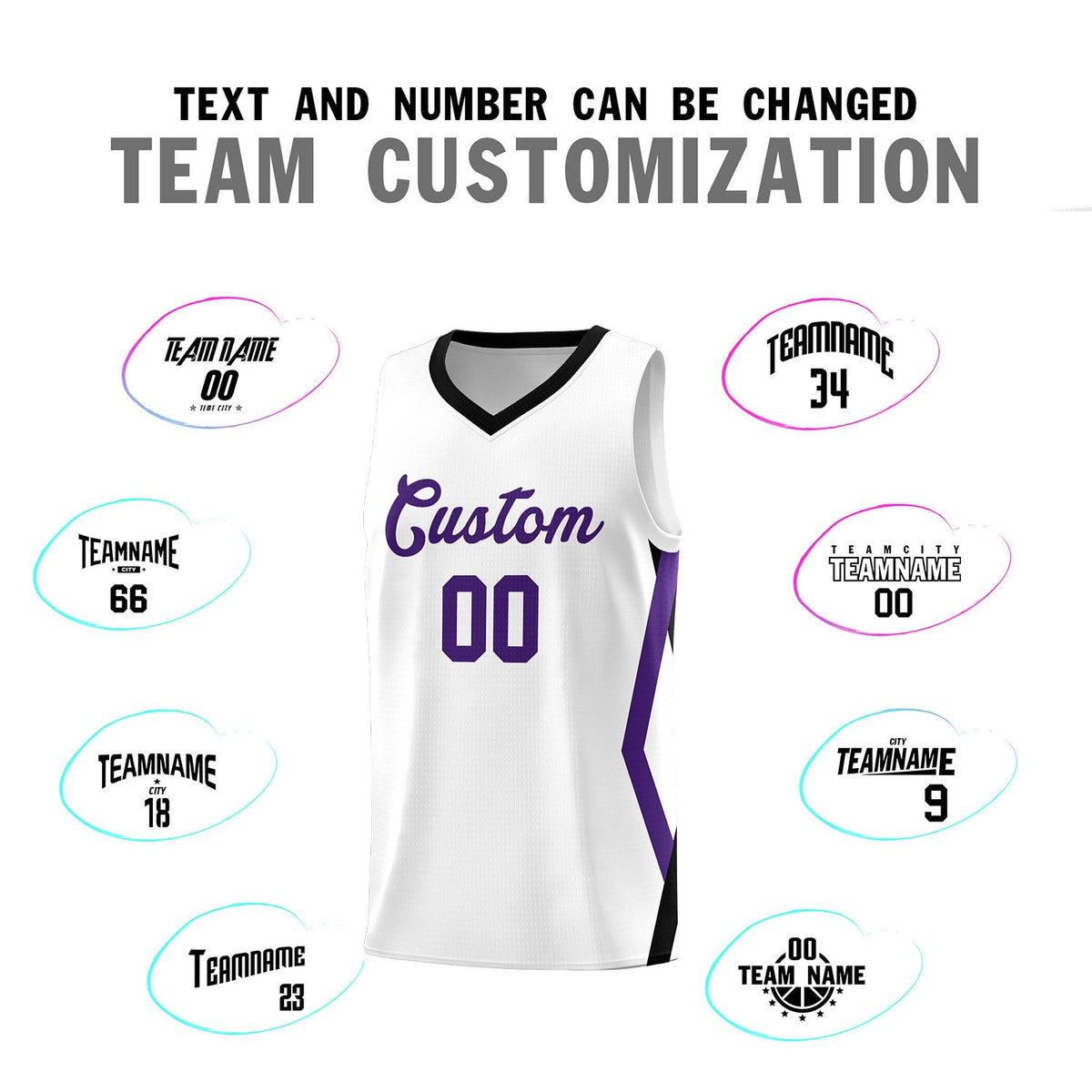Custom White Side Rhombus Graffiti Pattern Sets Basketball Jersey