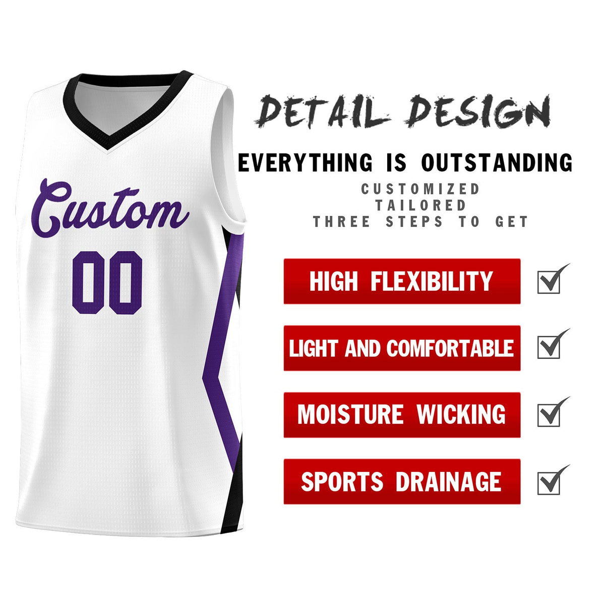 Custom White Side Rhombus Graffiti Pattern Sets Basketball Jersey