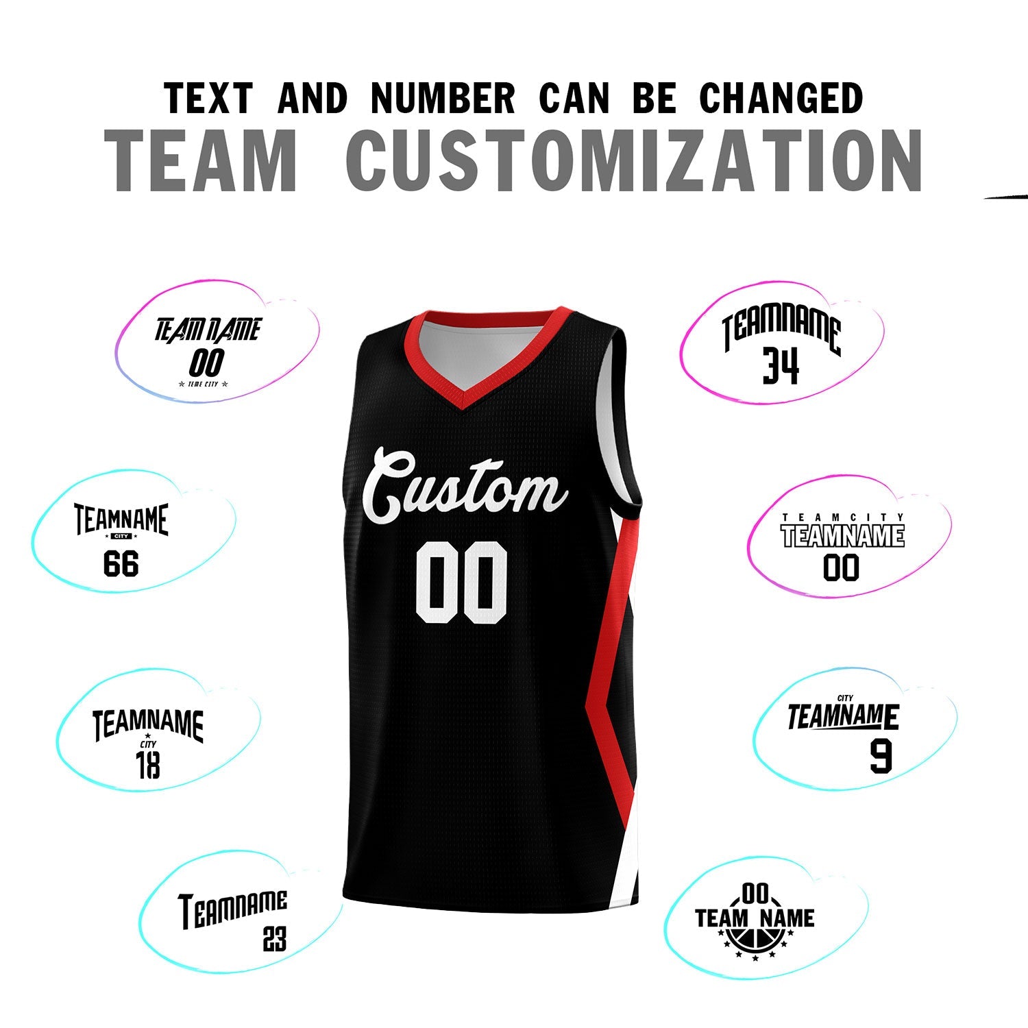 Custom Black Side Rhombus Graffiti Pattern Sets Basketball Jersey