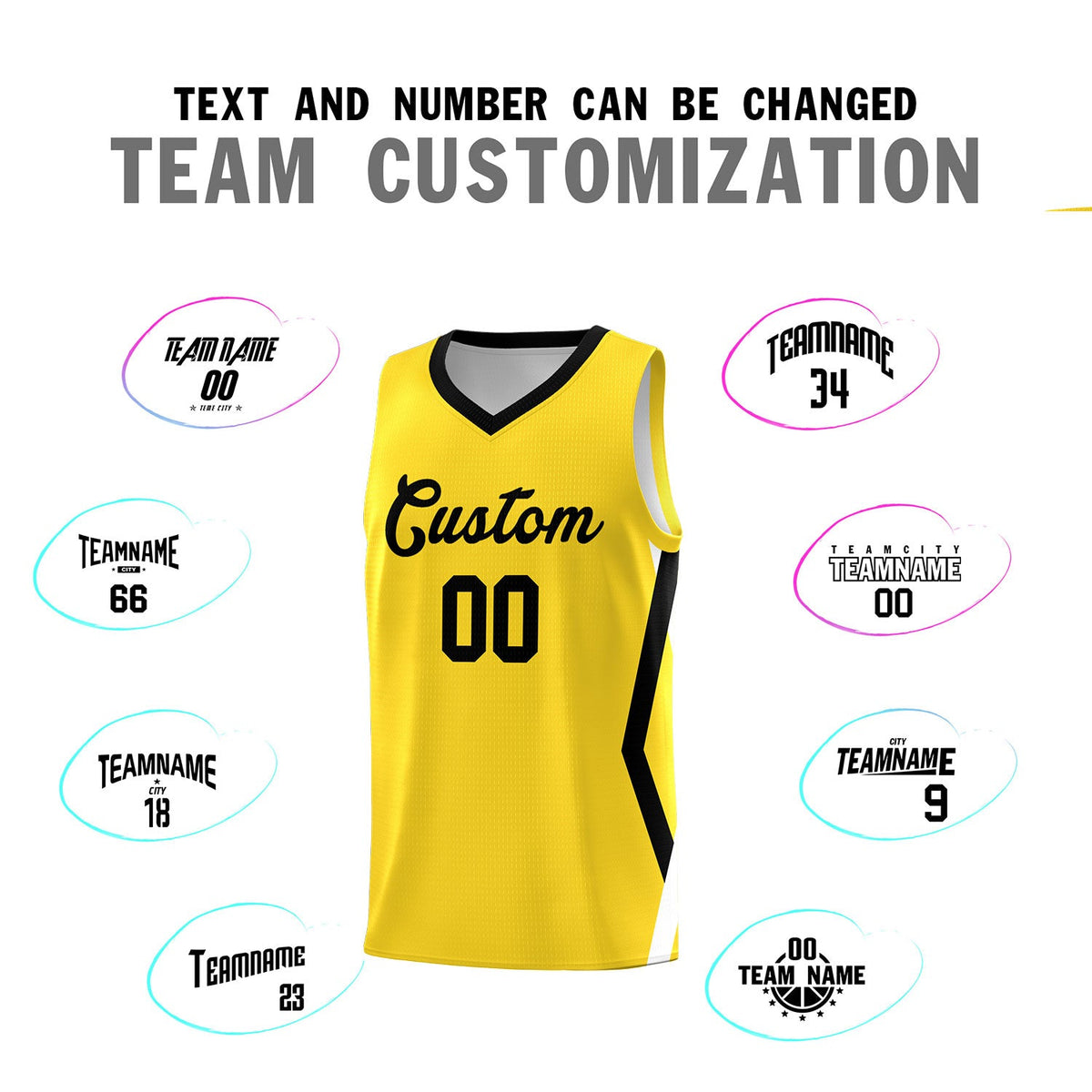Custom Gold Side Rhombus Graffiti Pattern Sets Basketball Jersey
