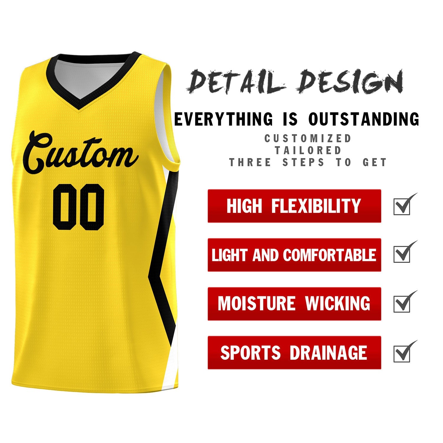 Custom Gold Side Rhombus Graffiti Pattern Sets Basketball Jersey
