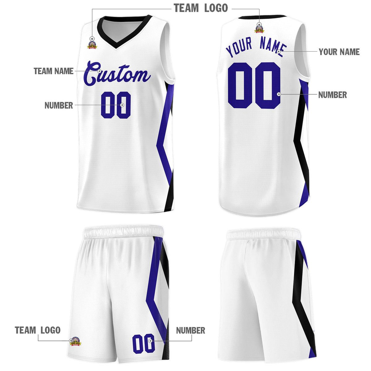 Custom White Side Rhombus Graffiti Pattern Sets Basketball Jersey