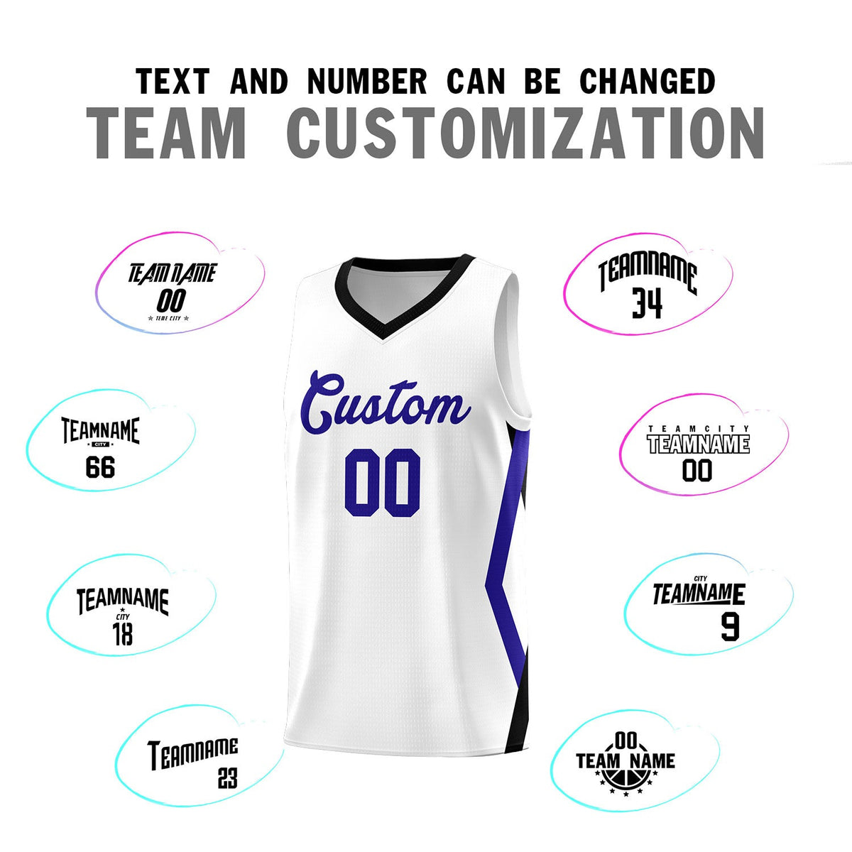 Custom White Side Rhombus Graffiti Pattern Sets Basketball Jersey