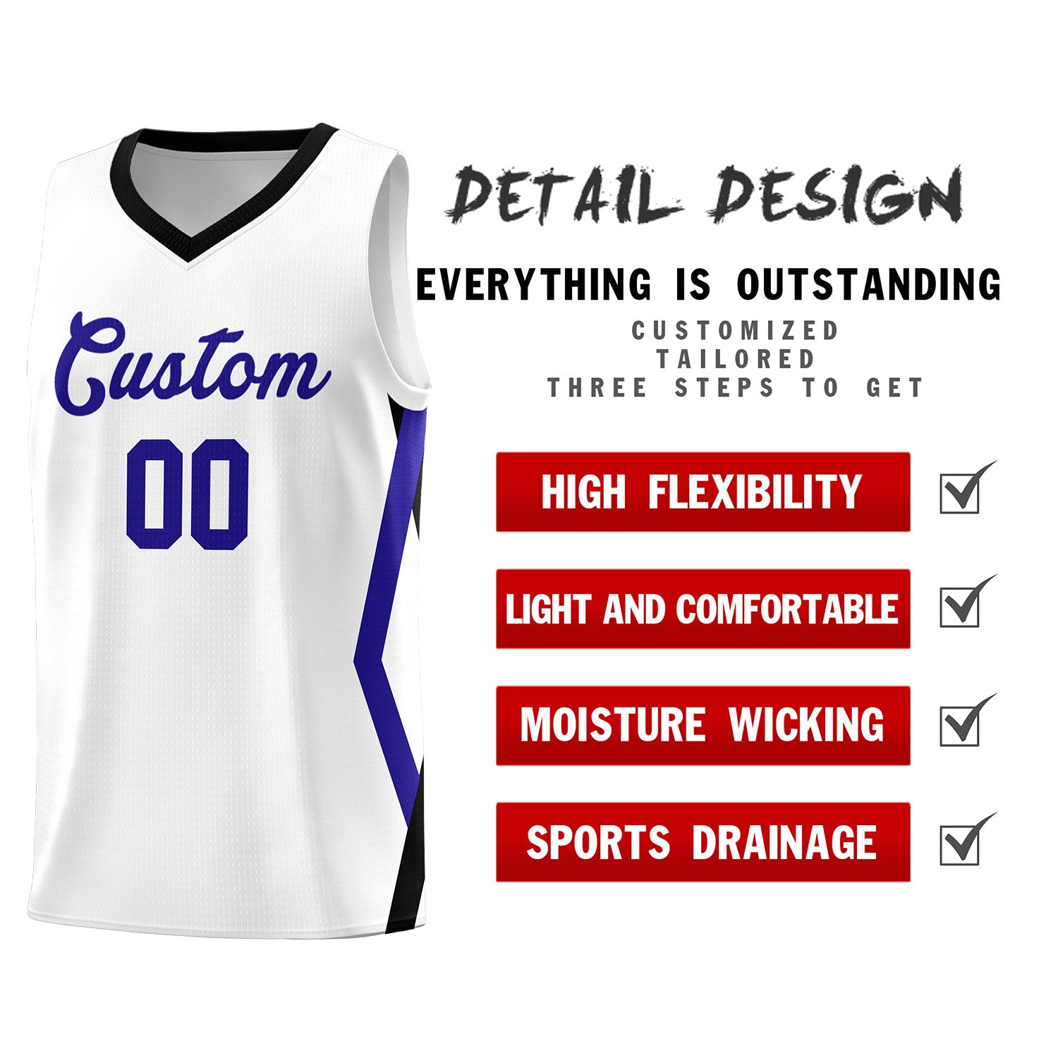 Custom White Side Rhombus Graffiti Pattern Sets Basketball Jersey