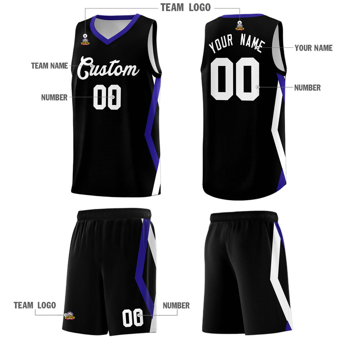 Custom Black Side Rhombus Graffiti Pattern Sets Basketball Jersey