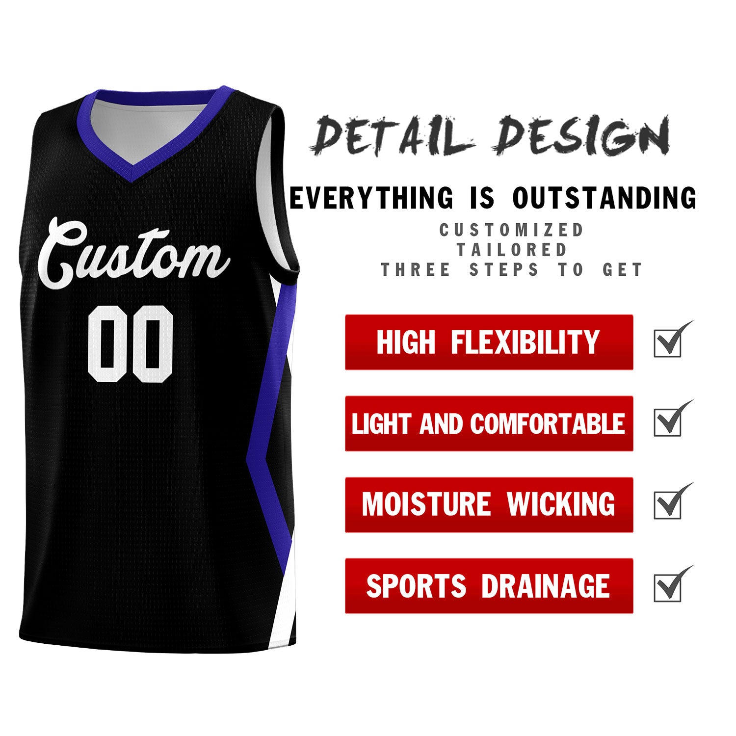 Custom Black Side Rhombus Graffiti Pattern Sets Basketball Jersey
