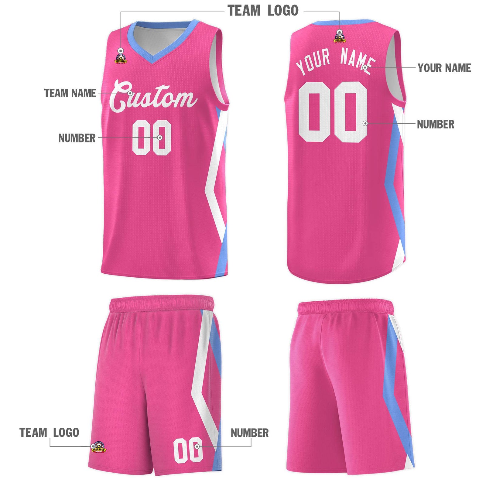 Custom Pink Side Rhombus Graffiti Pattern Sets Basketball Jersey