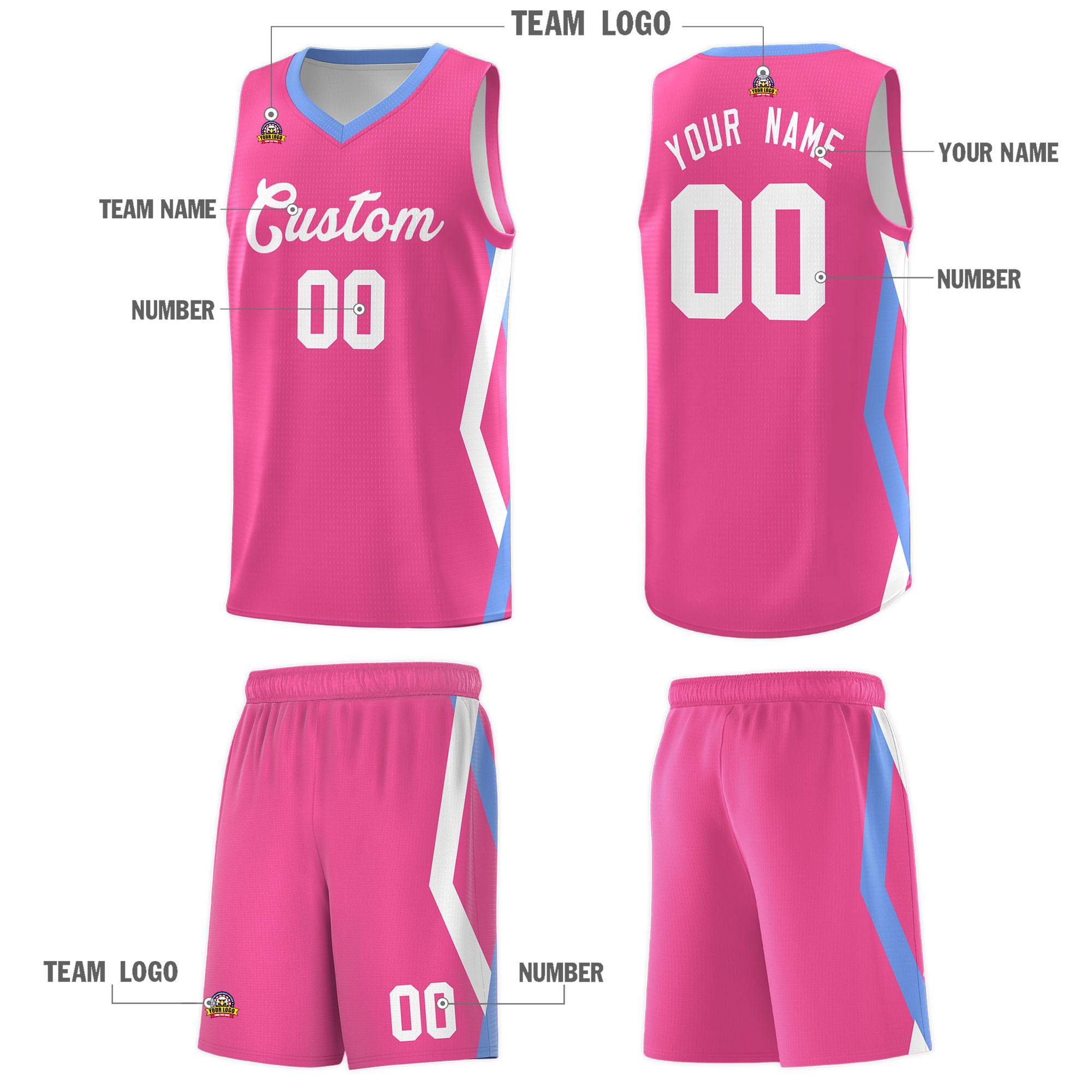 Custom Pink Side Rhombus Graffiti Pattern Sets Basketball Jersey