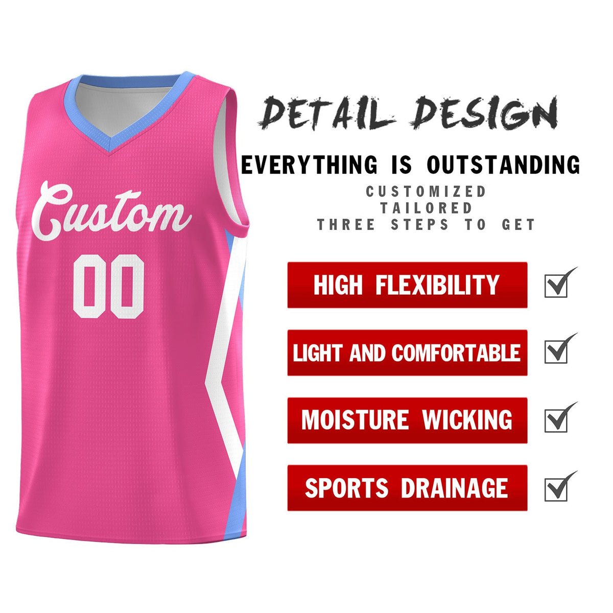 Custom Pink Side Rhombus Graffiti Pattern Sets Basketball Jersey