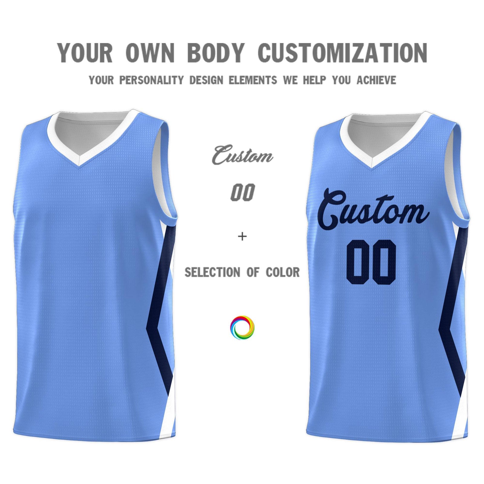 Custom Light Blue Side Rhombus Graffiti Pattern Sets Basketball Jersey