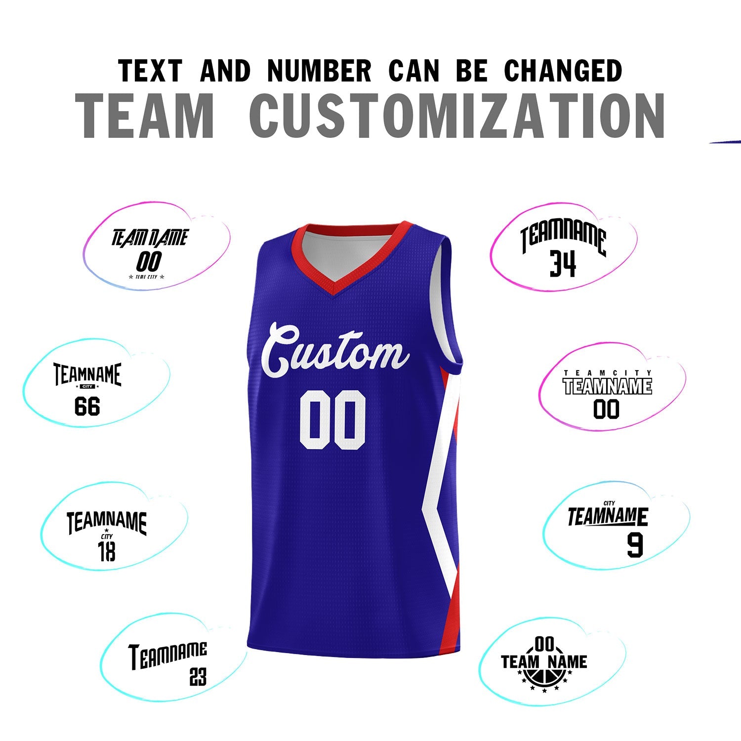 Custom Royal Side Rhombus Graffiti Pattern Sets Basketball Jersey