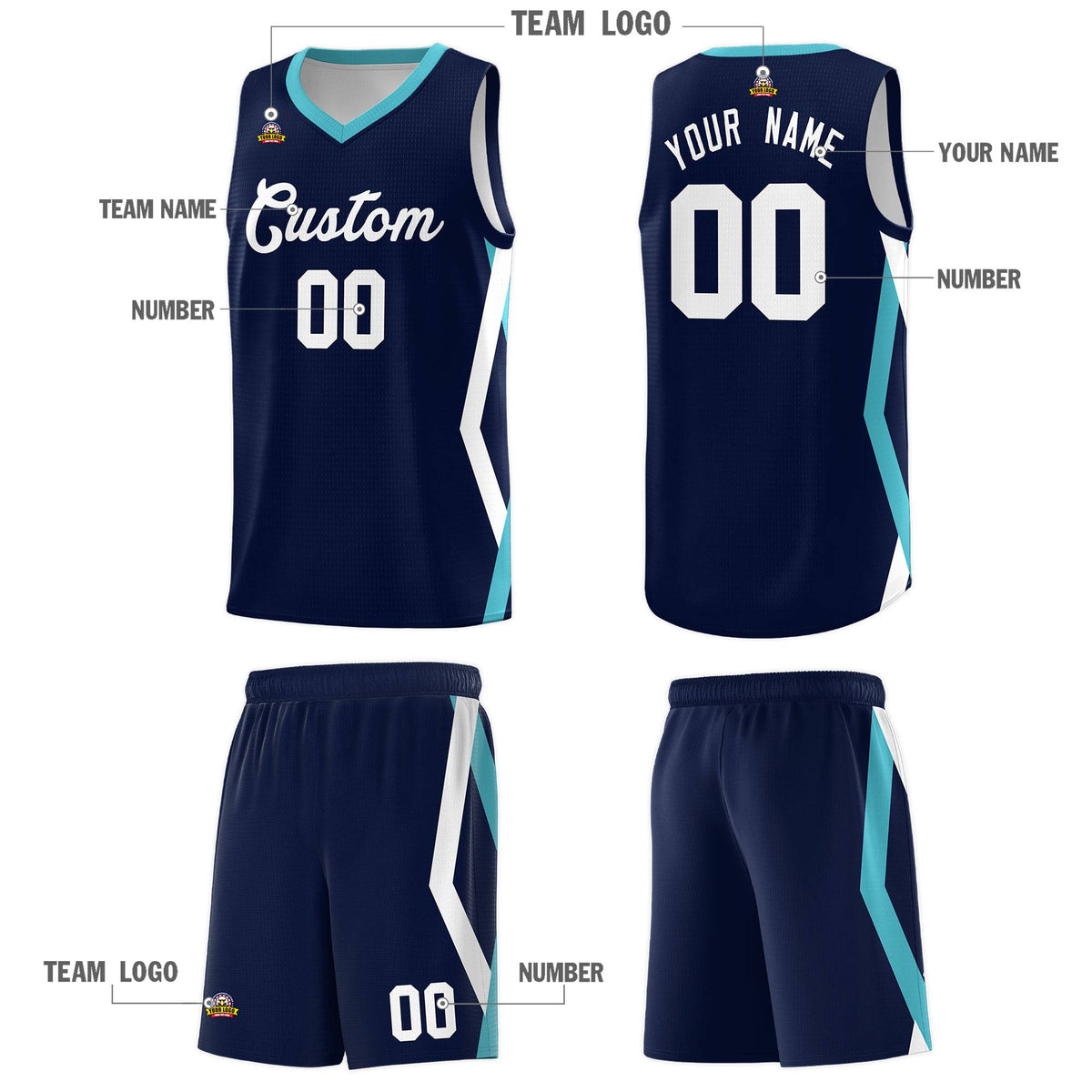 Custom Navy Side Rhombus Graffiti Pattern Sets Basketball Jersey