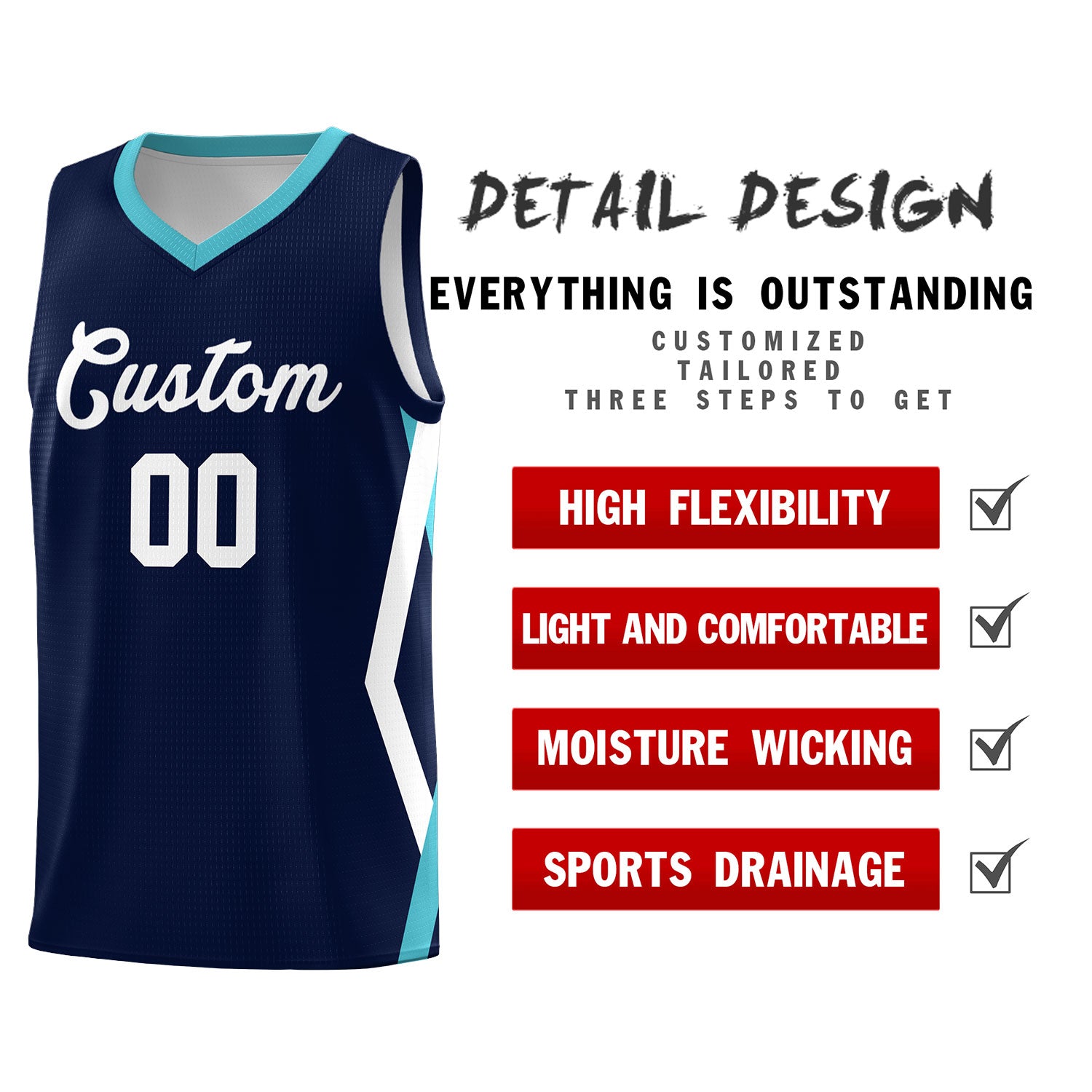 Custom Navy Side Rhombus Graffiti Pattern Sets Basketball Jersey