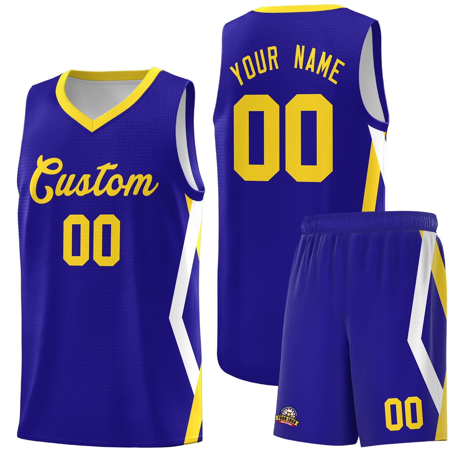 Custom Royal Side Rhombus Graffiti Pattern Sets Basketball Jersey