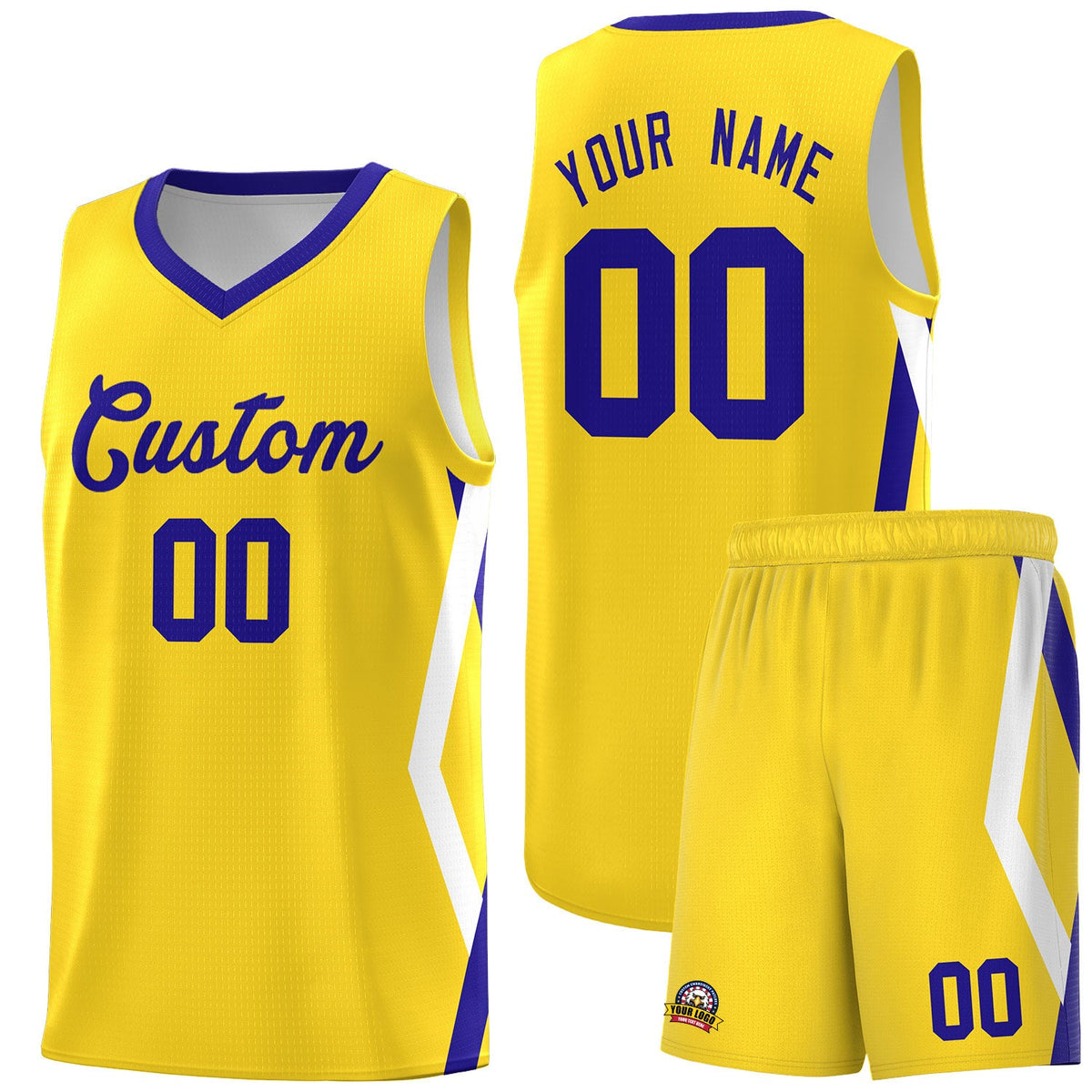 Custom Gold Side Rhombus Graffiti Pattern Sets Basketball Jersey