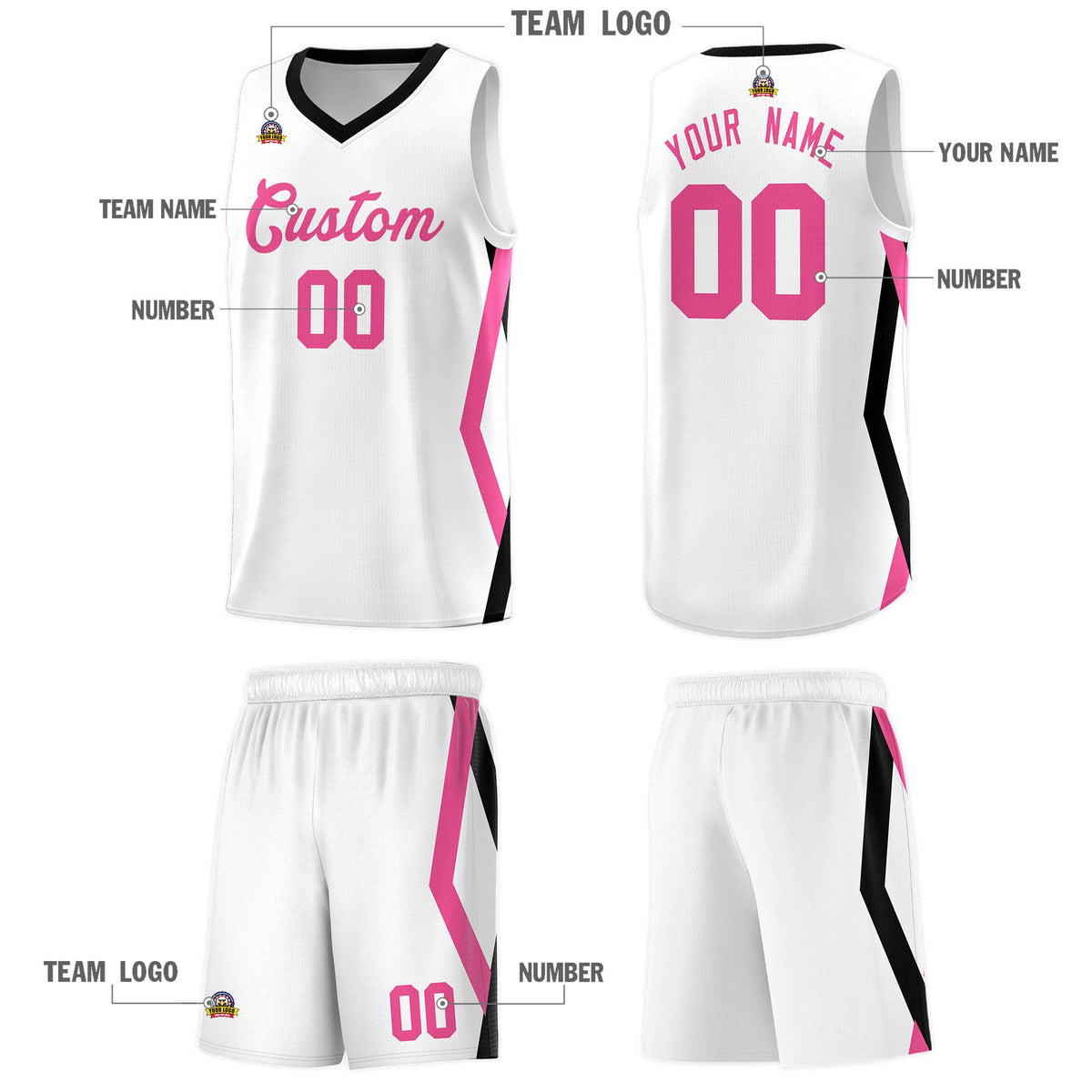 Custom White Side Rhombus Graffiti Pattern Sets Basketball Jersey