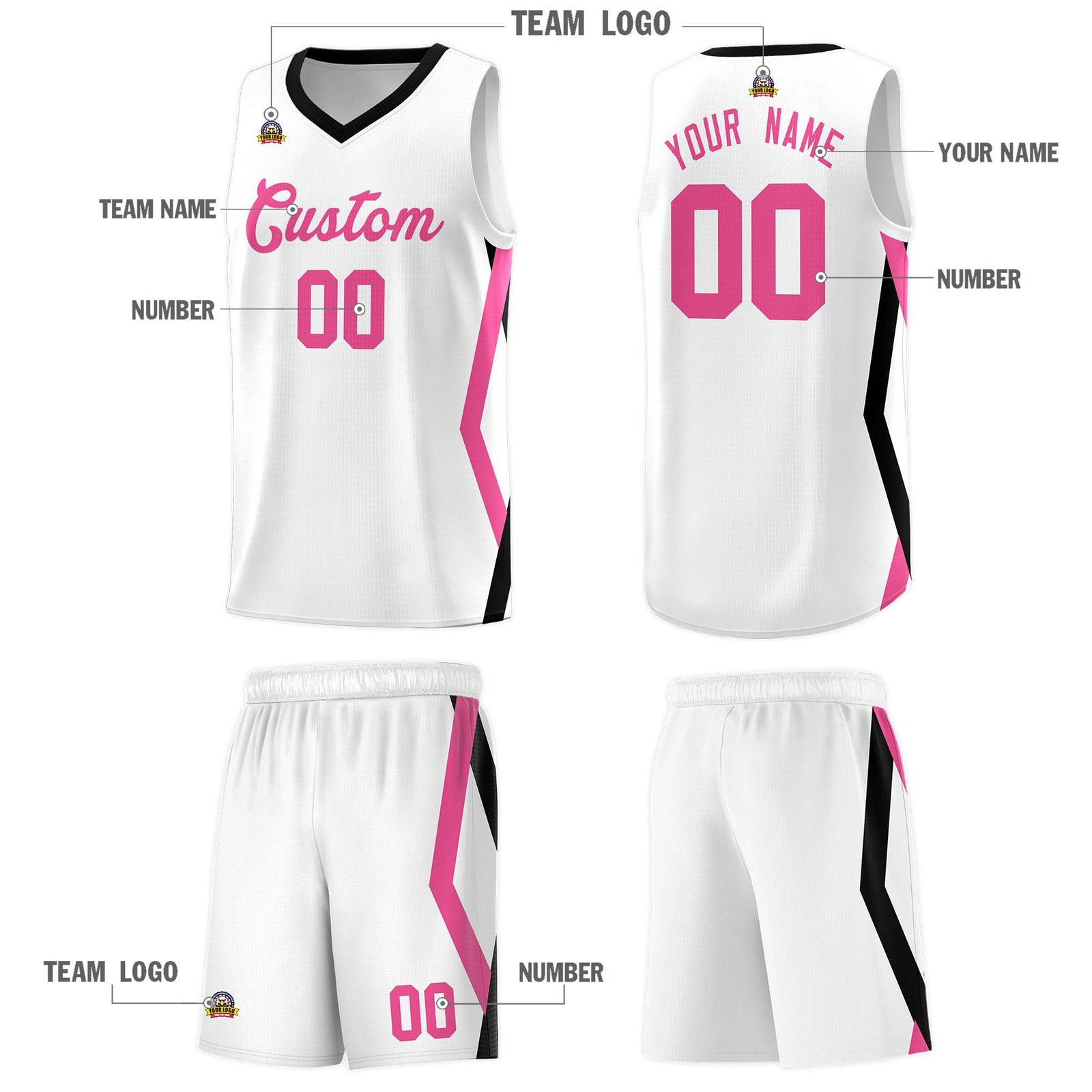 Custom White Side Rhombus Graffiti Pattern Sets Basketball Jersey