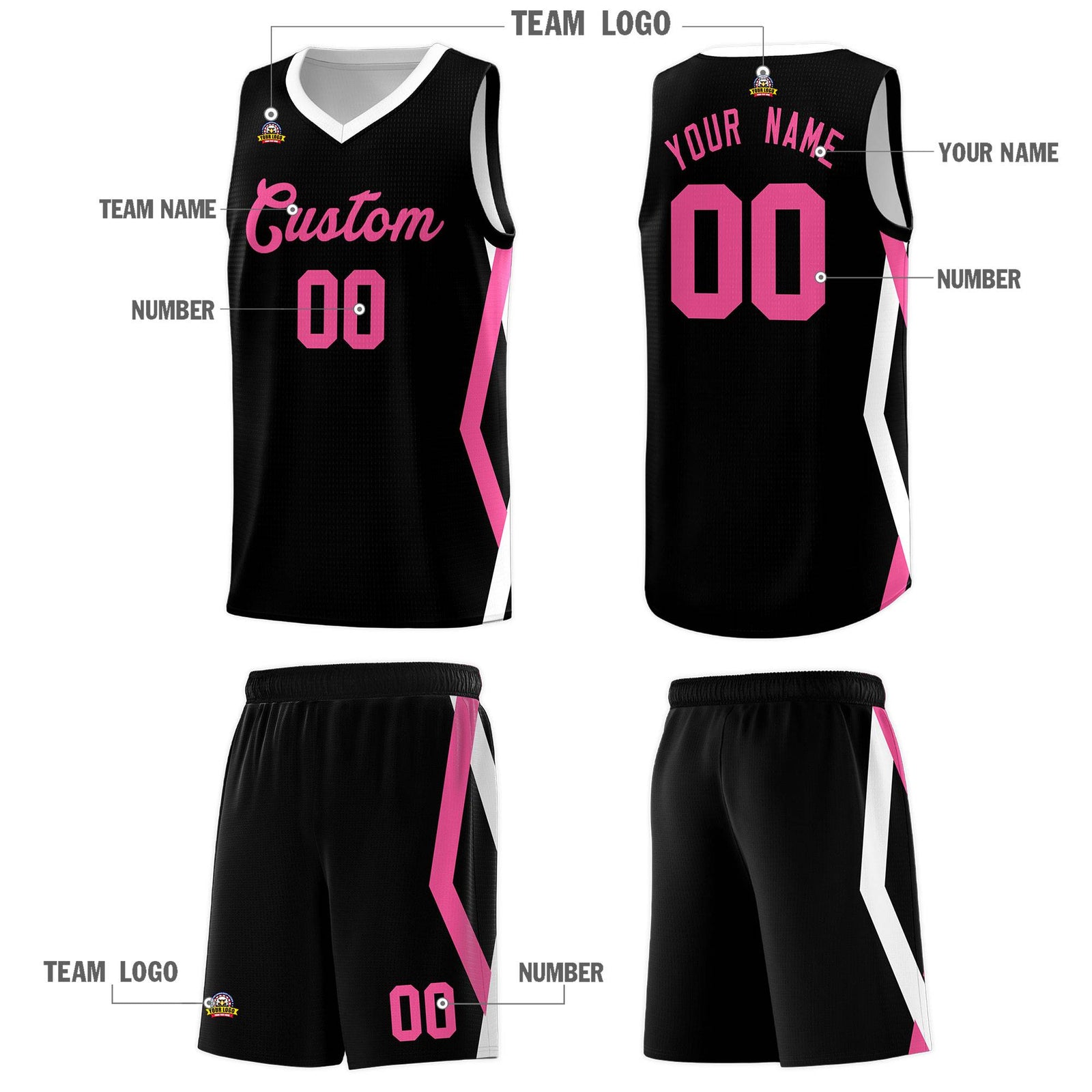 Custom Black Side Rhombus Graffiti Pattern Sets Basketball Jersey