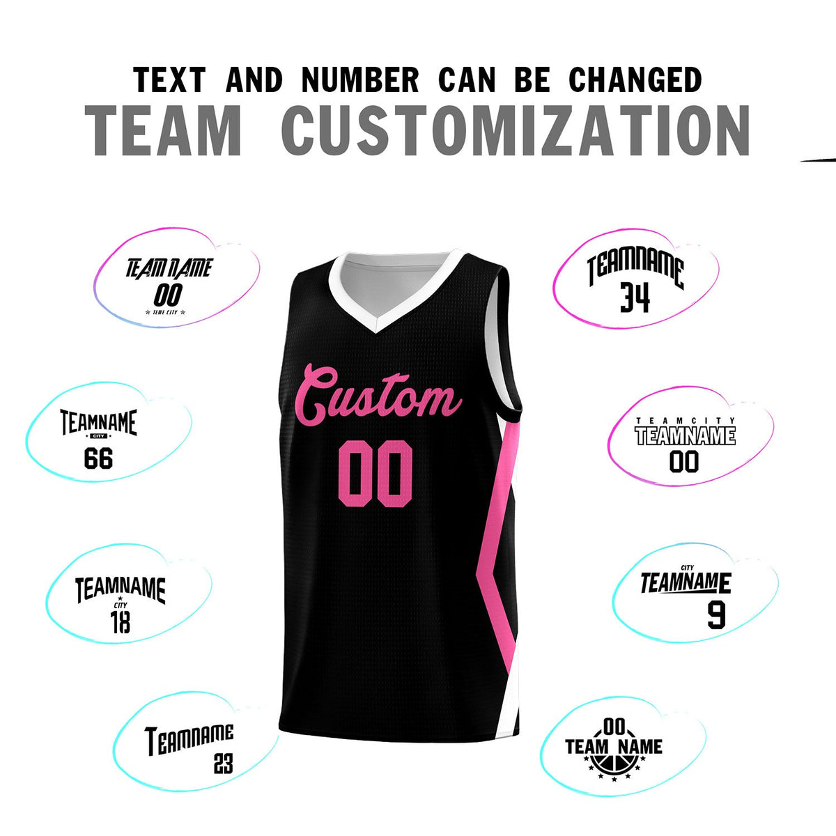 Custom Black Side Rhombus Graffiti Pattern Sets Basketball Jersey
