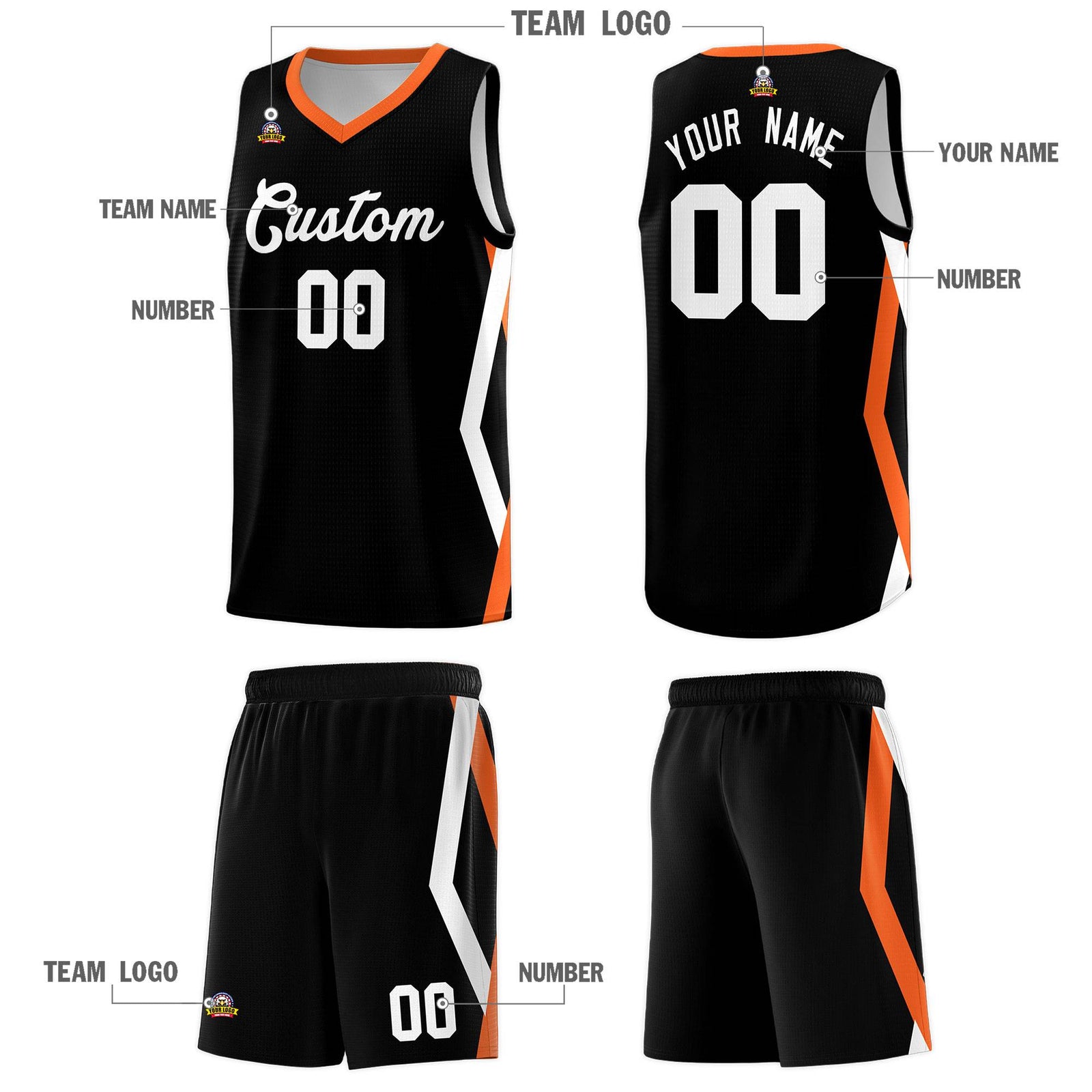 Custom Black Side Rhombus Graffiti Pattern Sets Basketball Jersey