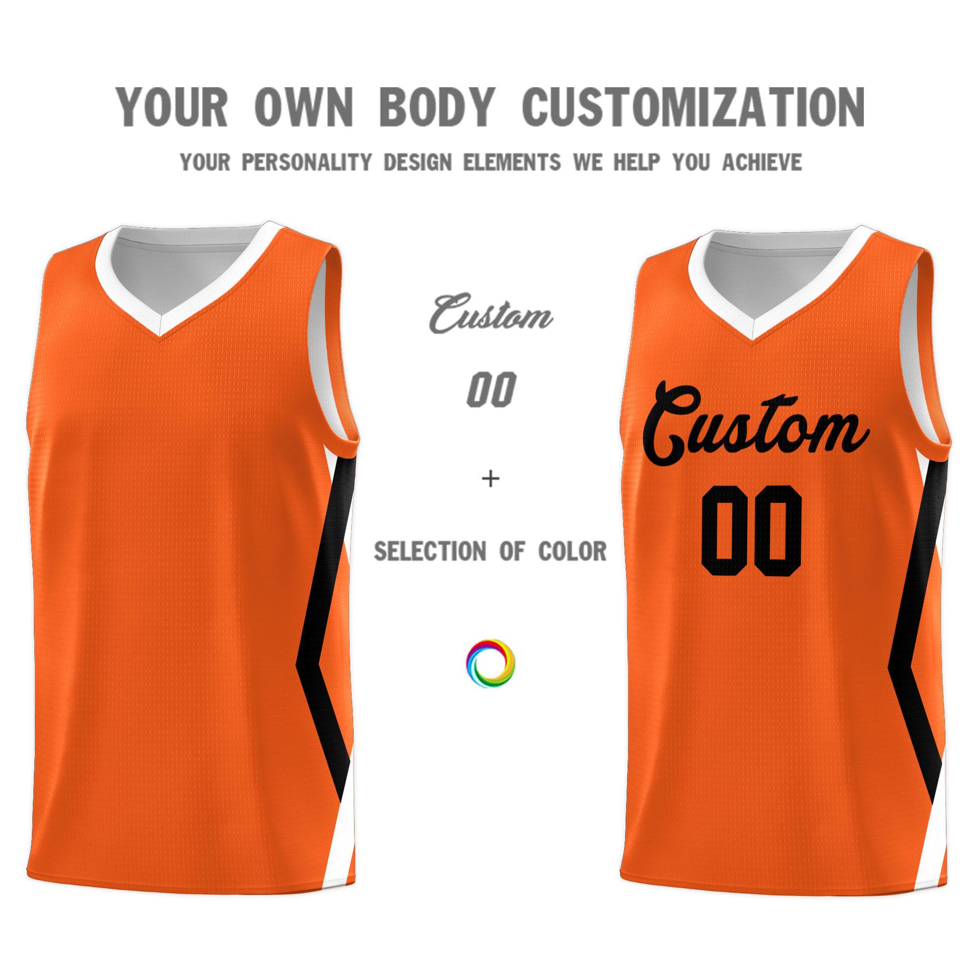 Custom Orange Side Rhombus Graffiti Pattern Sets Basketball Jersey