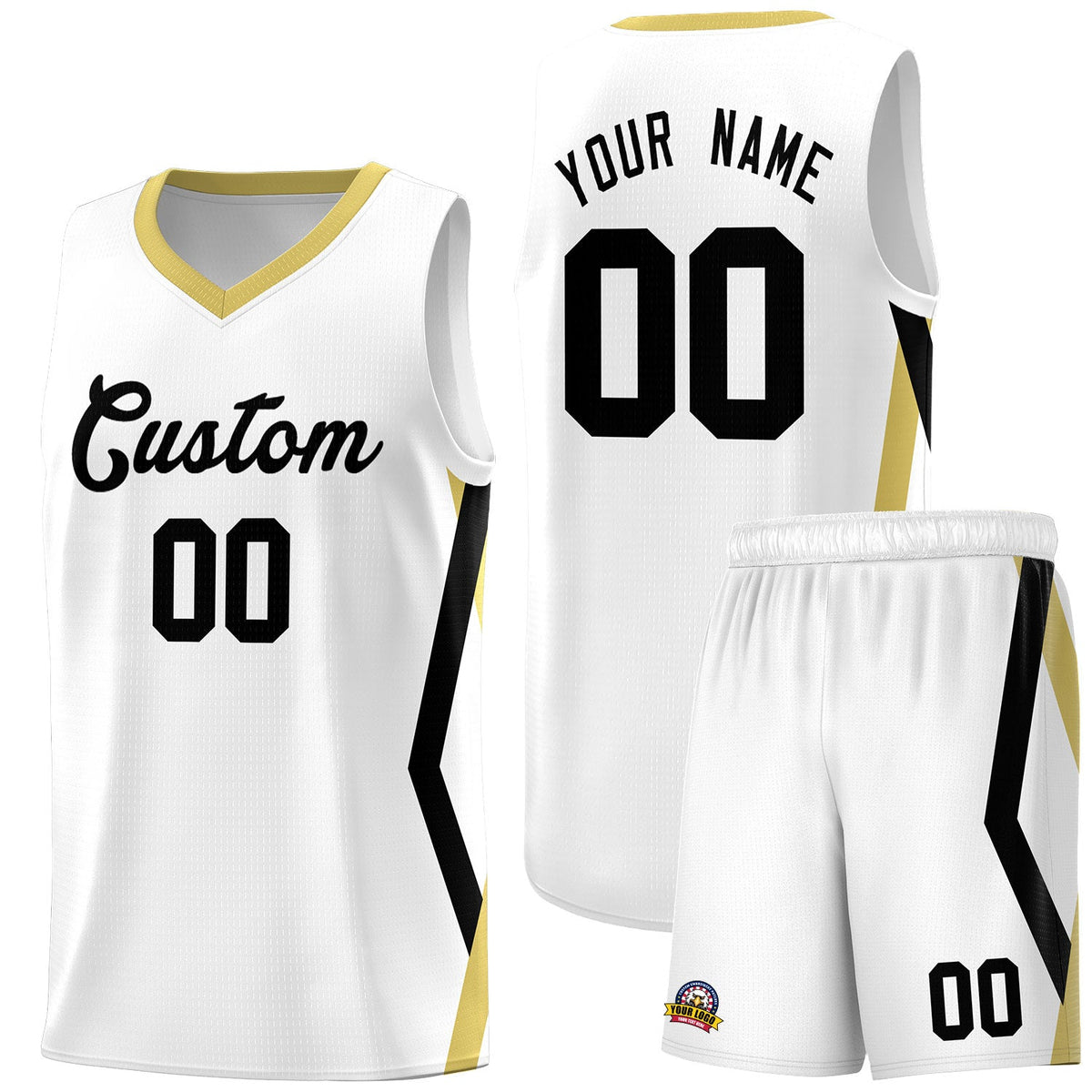Custom White Side Rhombus Graffiti Pattern Sets Basketball Jersey
