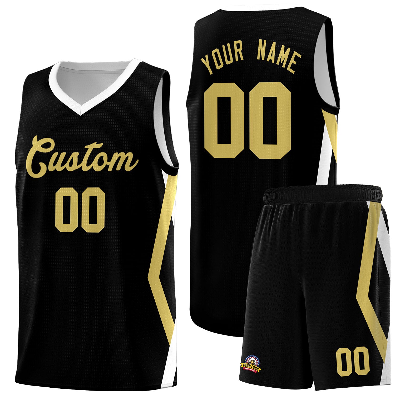 Custom Black Side Rhombus Graffiti Pattern Sets Basketball Jersey