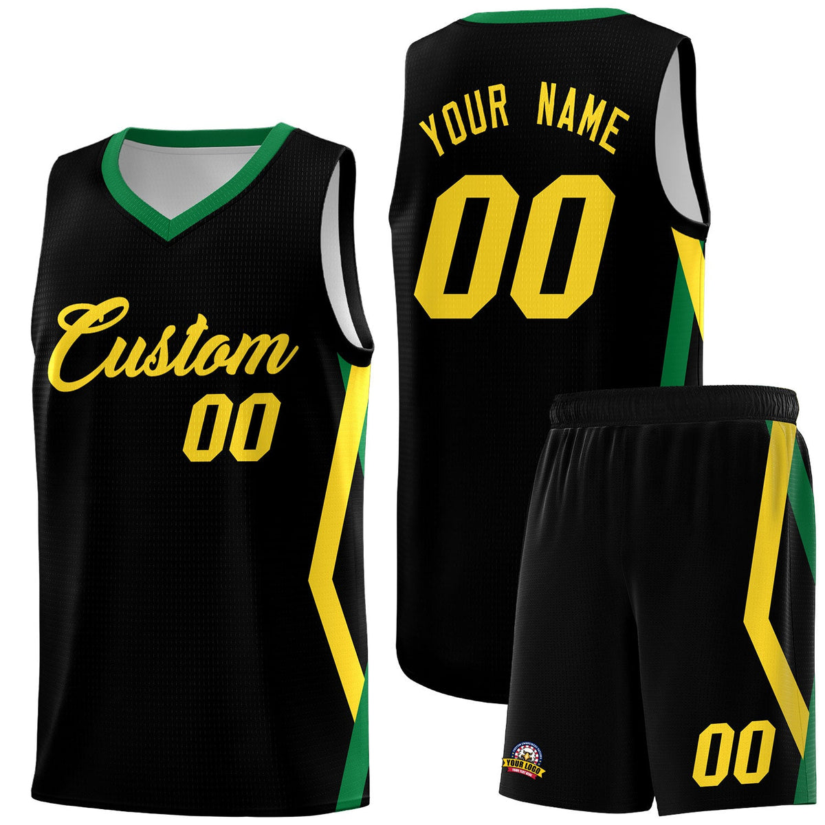 Custom Black Side Rhombus Graffiti Pattern Sets Basketball Jersey