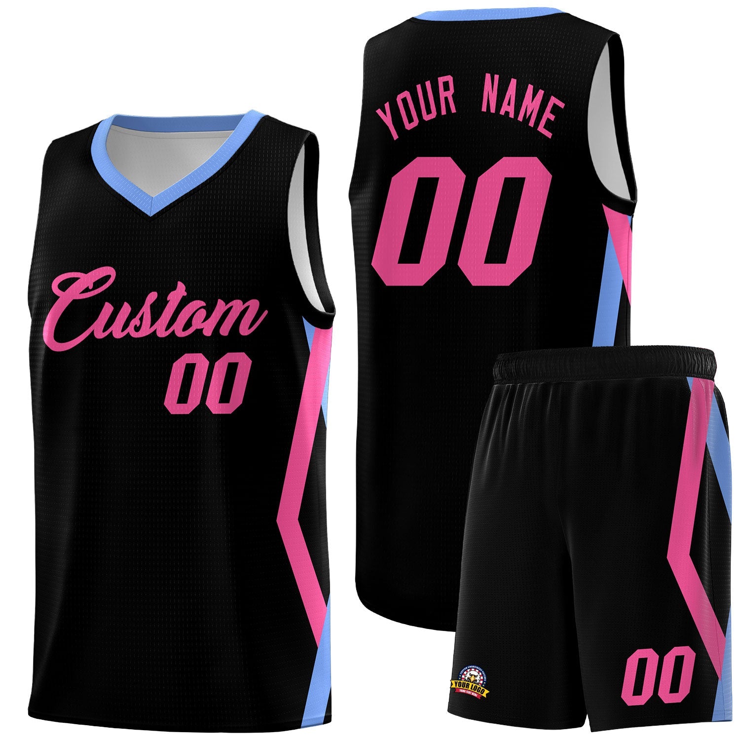 Custom Black Side Rhombus Graffiti Pattern Sets Basketball Jersey