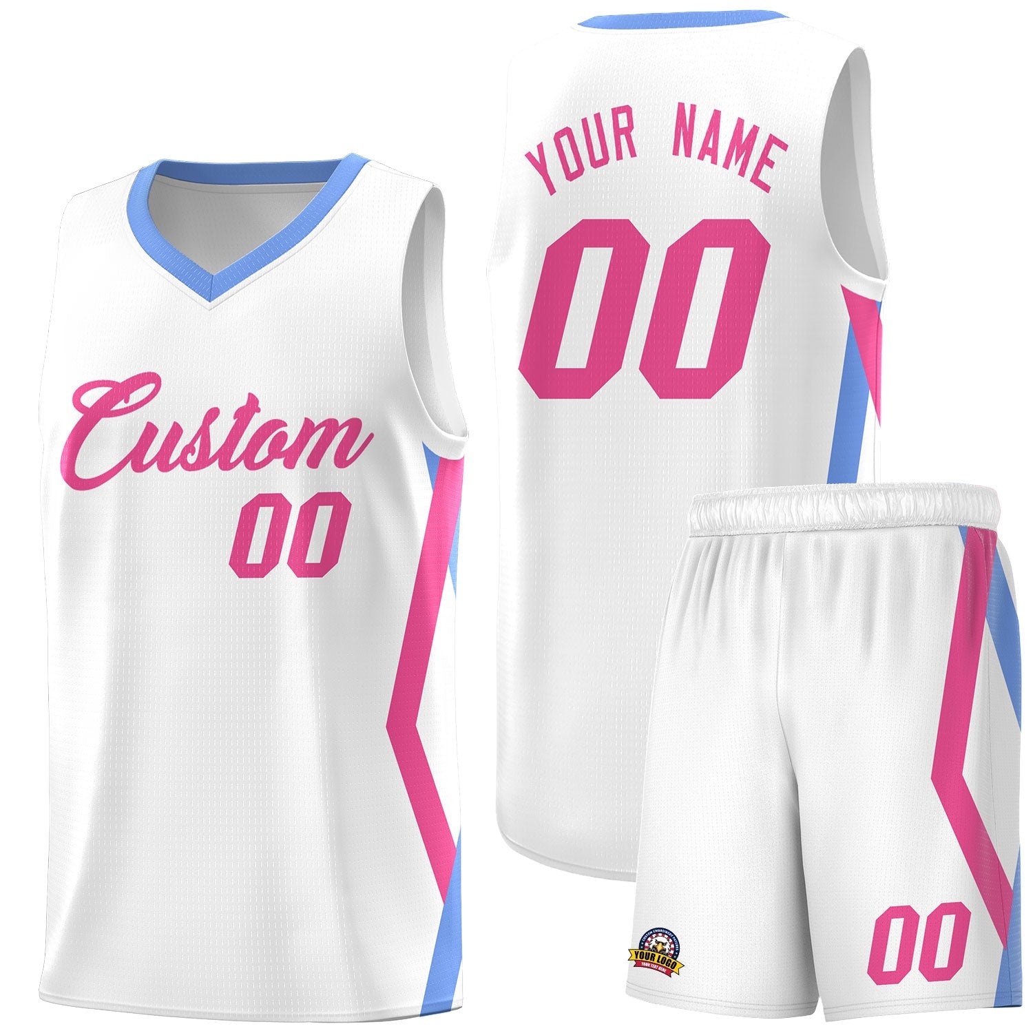 Custom White Side Rhombus Graffiti Pattern Sets Basketball Jersey