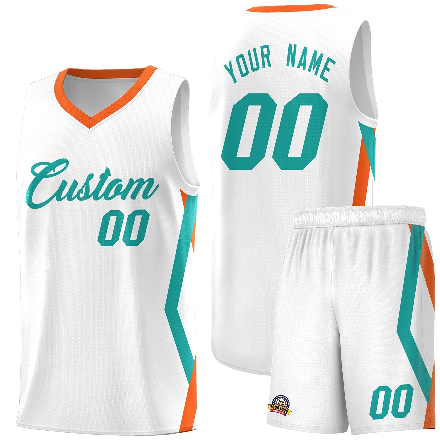 Custom White Side Rhombus Graffiti Pattern Sets Basketball Jersey