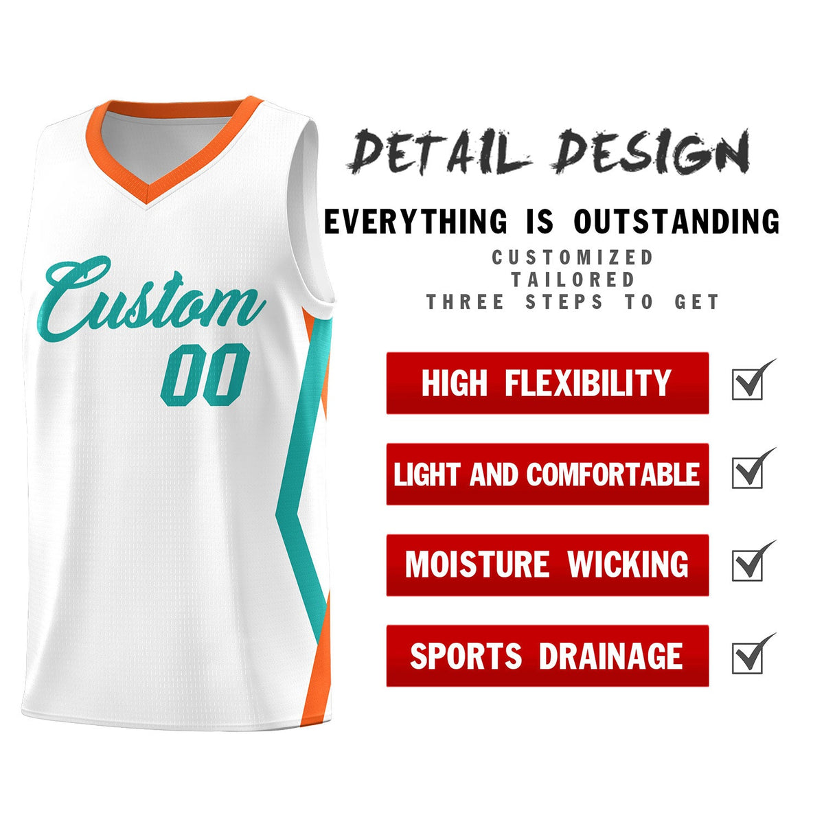 Custom White Side Rhombus Graffiti Pattern Sets Basketball Jersey