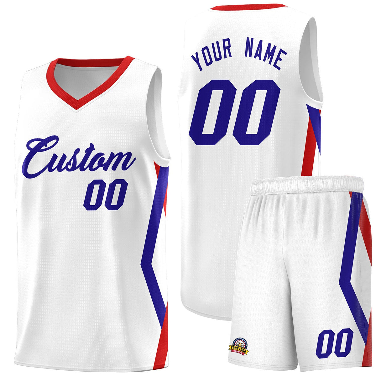 Custom White Side Rhombus Graffiti Pattern Sets Basketball Jersey