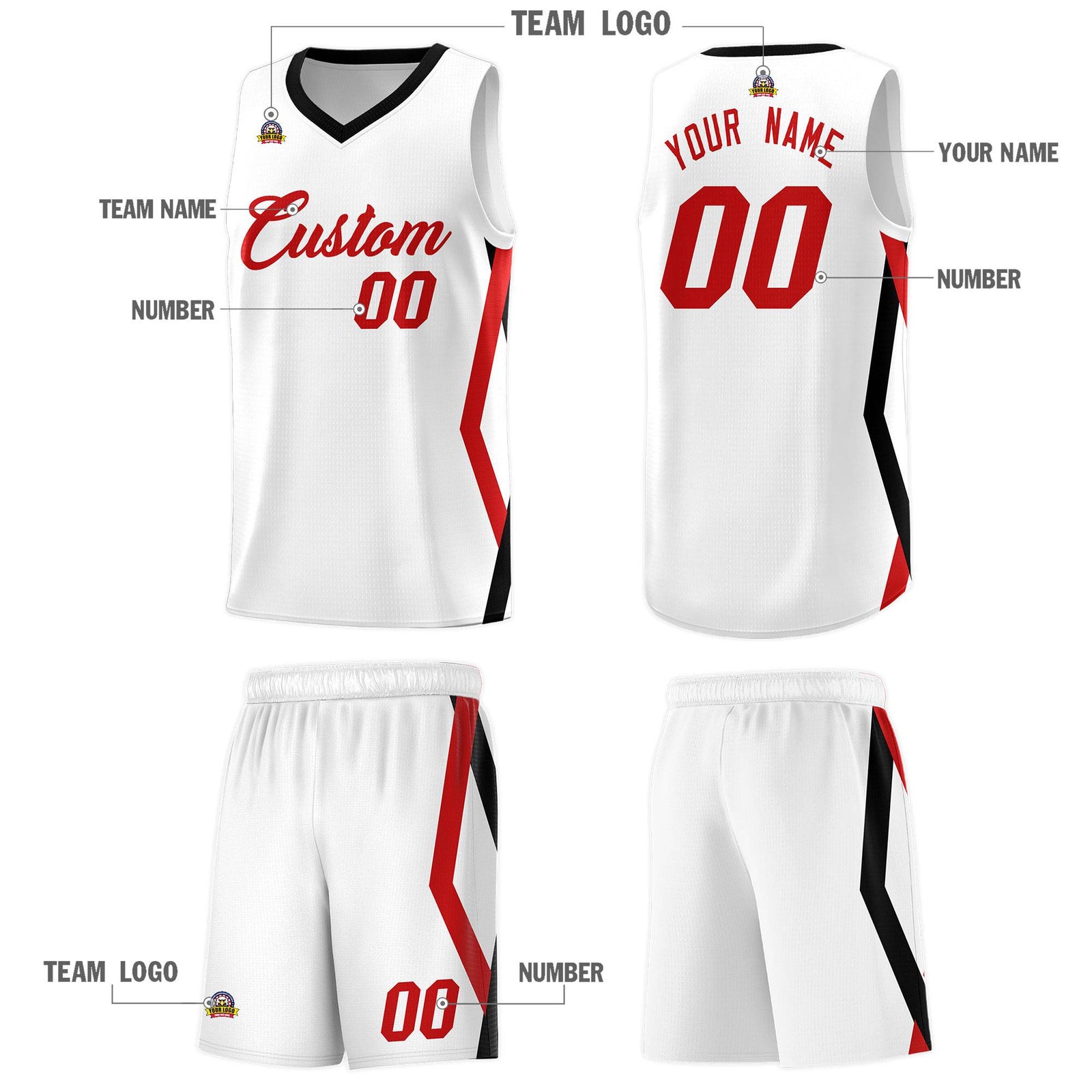 Custom White Side Rhombus Graffiti Pattern Sets Basketball Jersey
