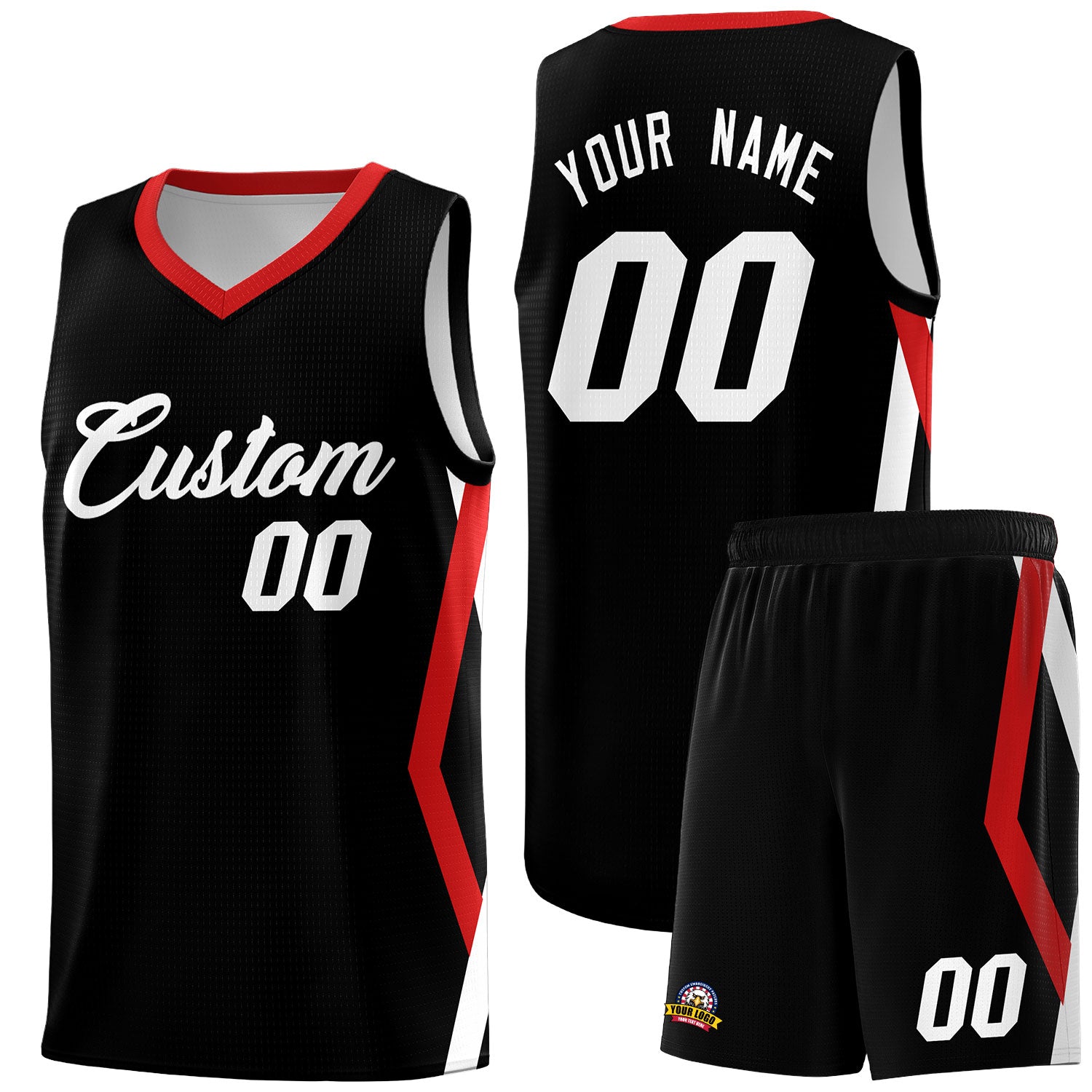 Custom Black Side Rhombus Graffiti Pattern Sets Basketball Jersey
