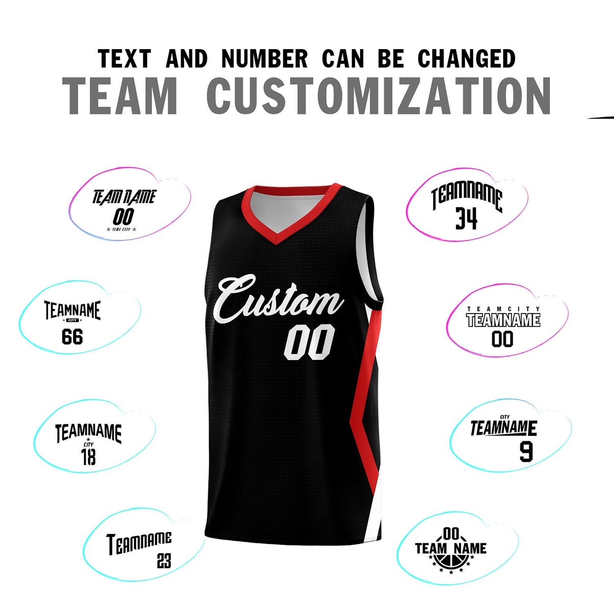 Custom Black Side Rhombus Graffiti Pattern Sets Basketball Jersey