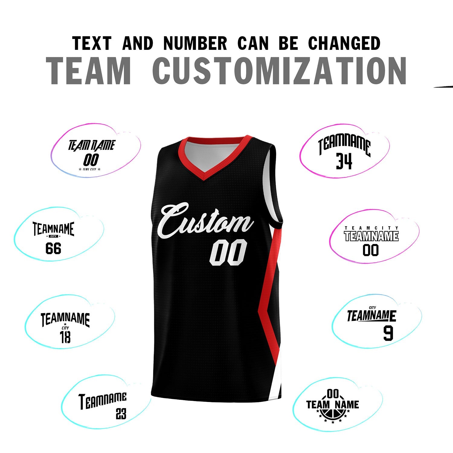 Custom Black Side Rhombus Graffiti Pattern Sets Basketball Jersey